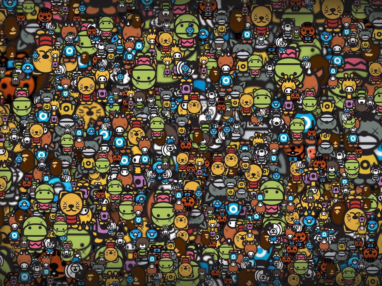 Фон из лиц героев аниме