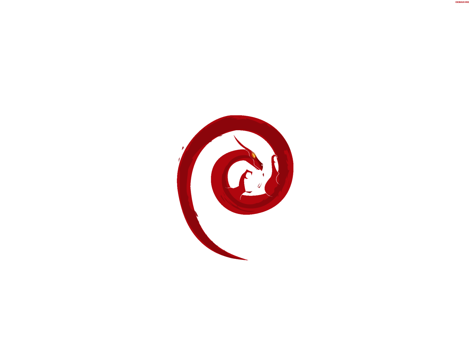 Дракон Debian, белый фон