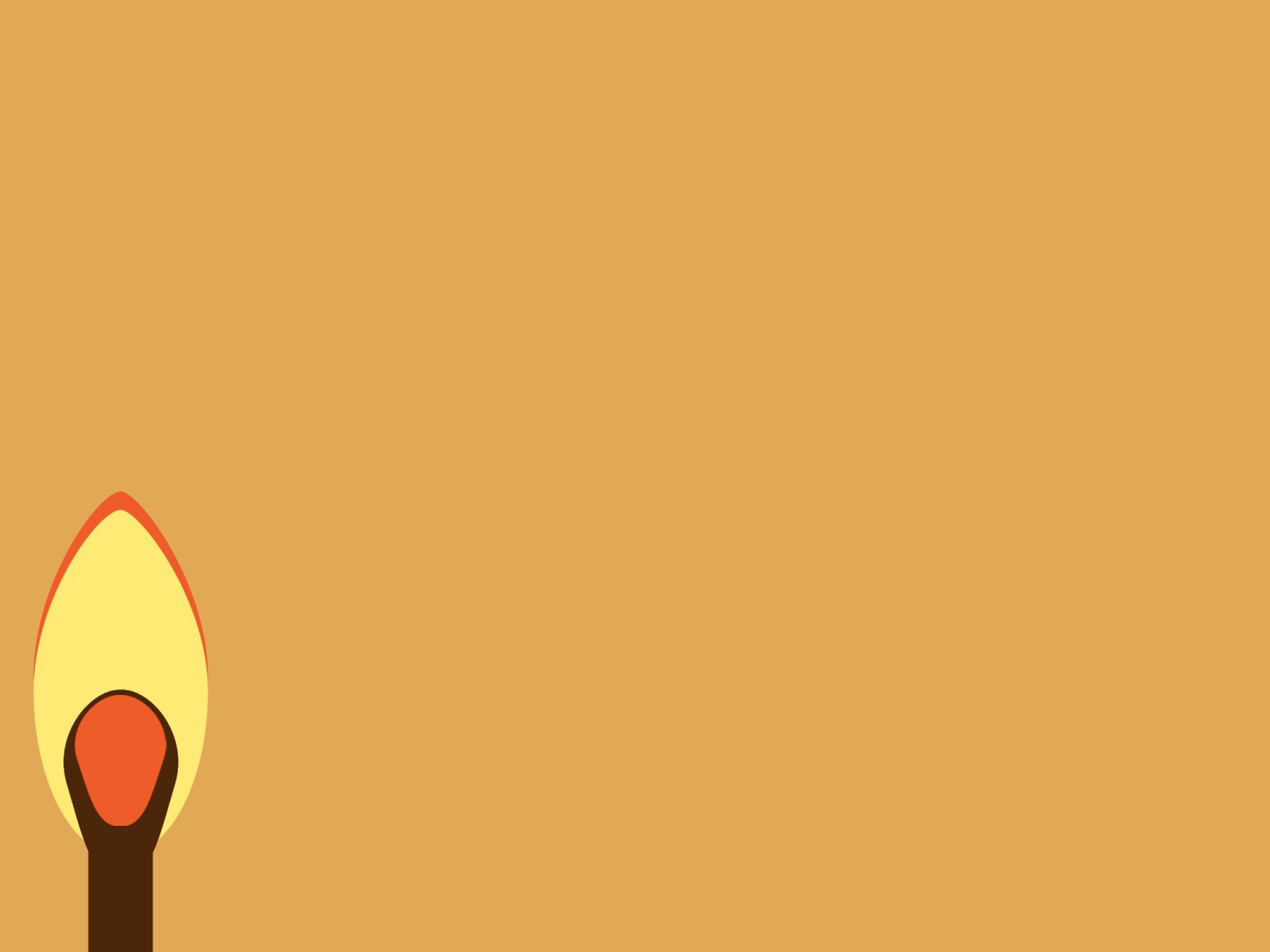 Пламя спички, оранжевый фон