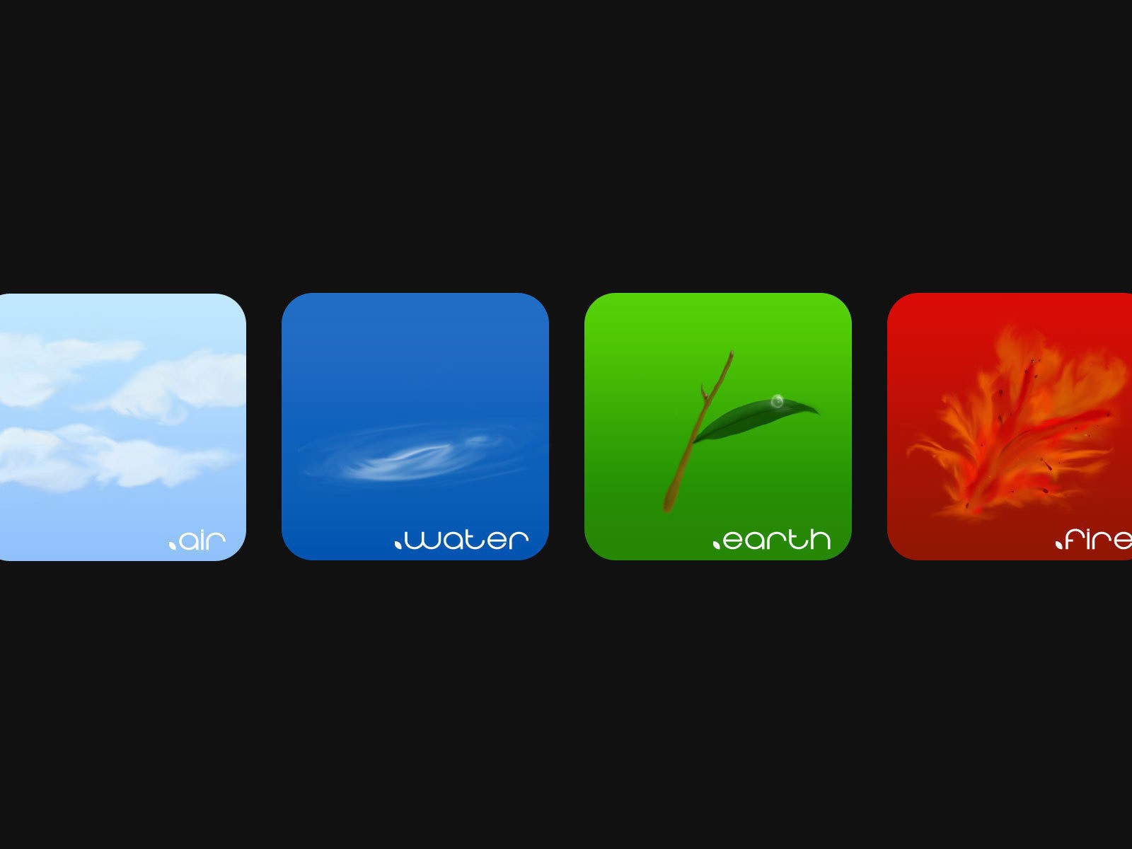 Четыре стихии на сером фоне