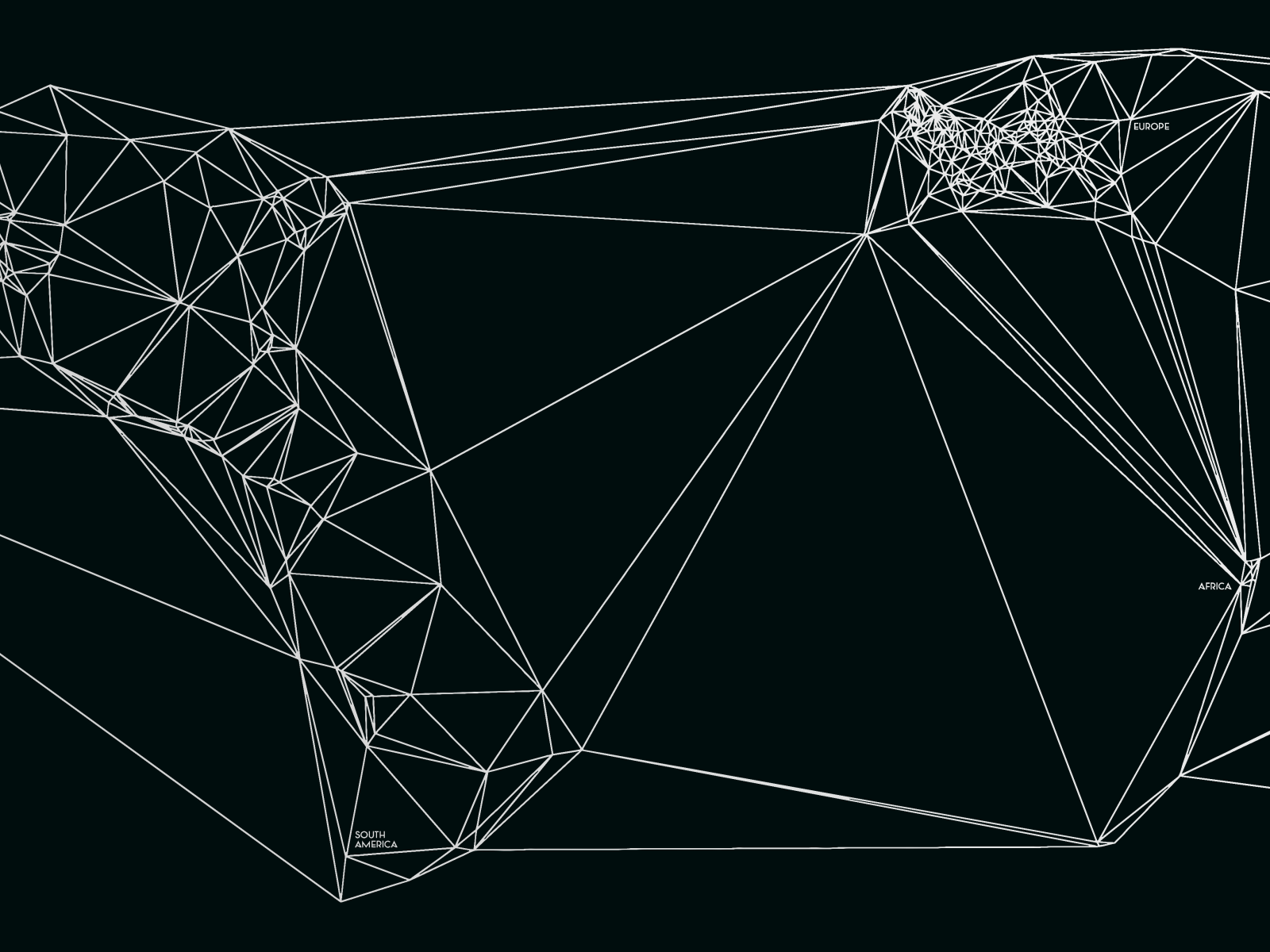 Геометрическая карта мира Nicholas Felton, черный фон