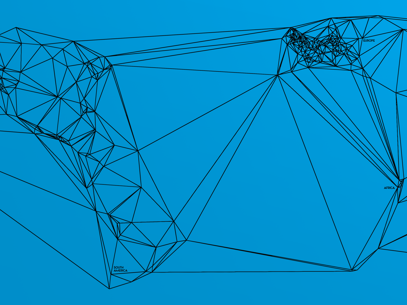 Геометрическая карта мира Nicholas Felton, голубой фон