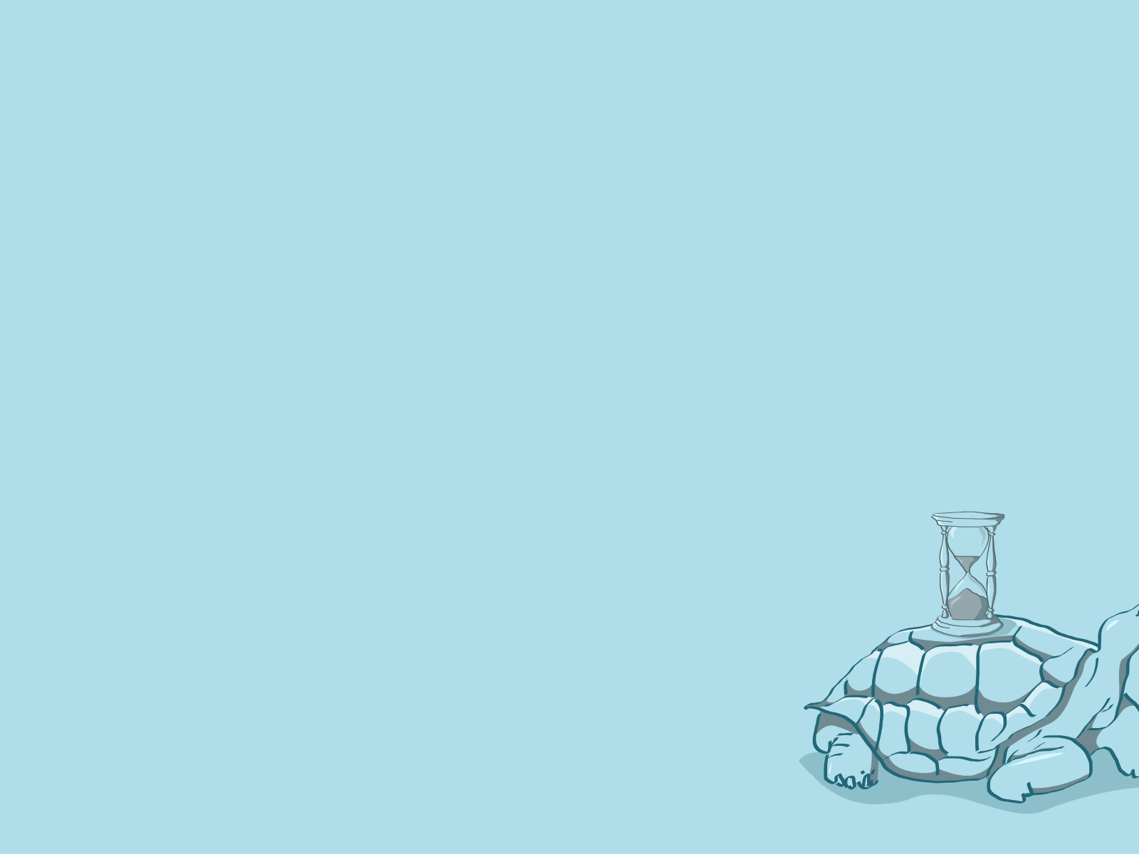 Песочные часы на черепахе, голубой фон