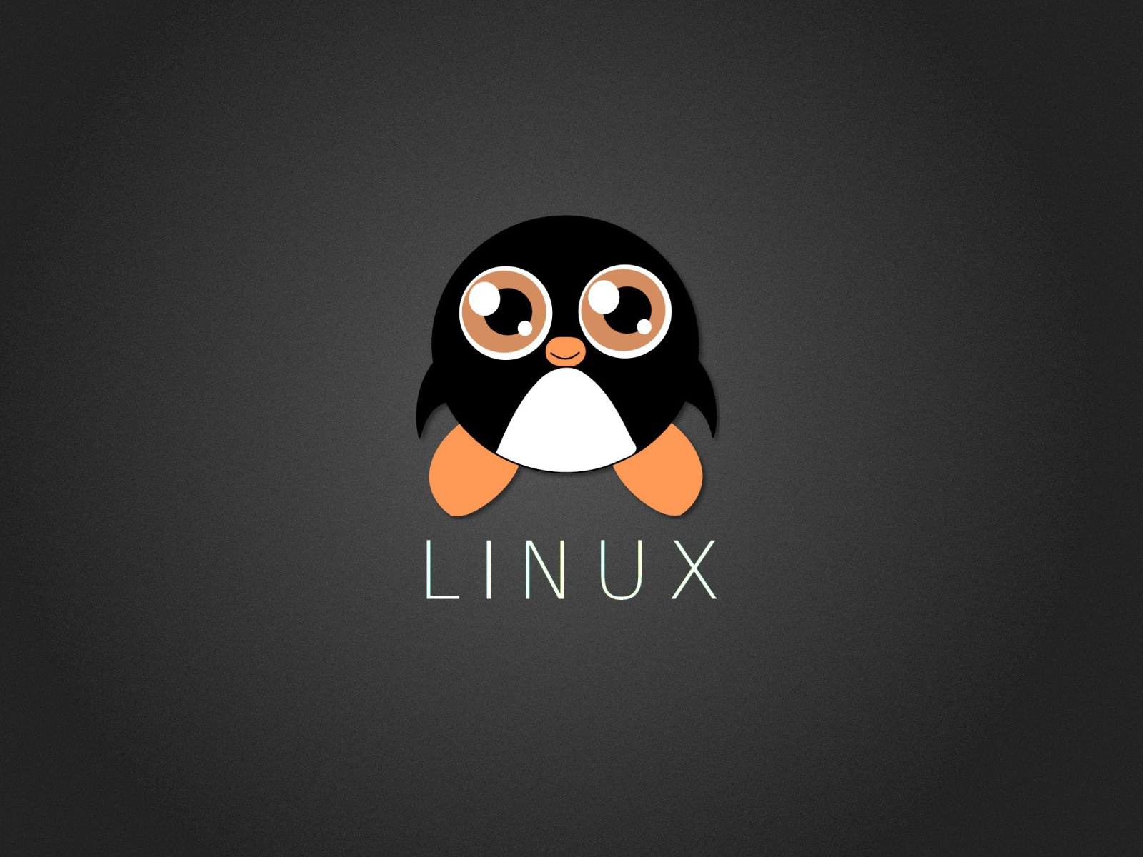 Пингвин Линукс, серый фон