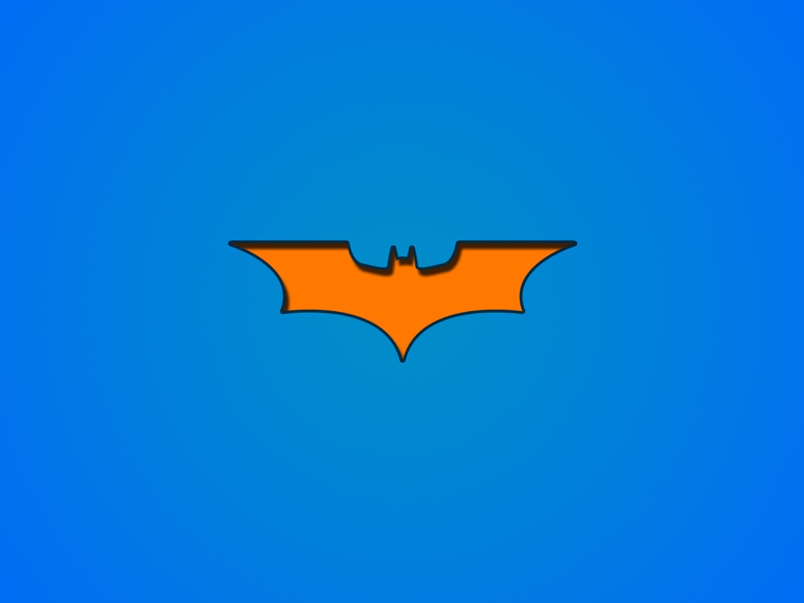 Оранжевый символ Бетмана на голубом фоне