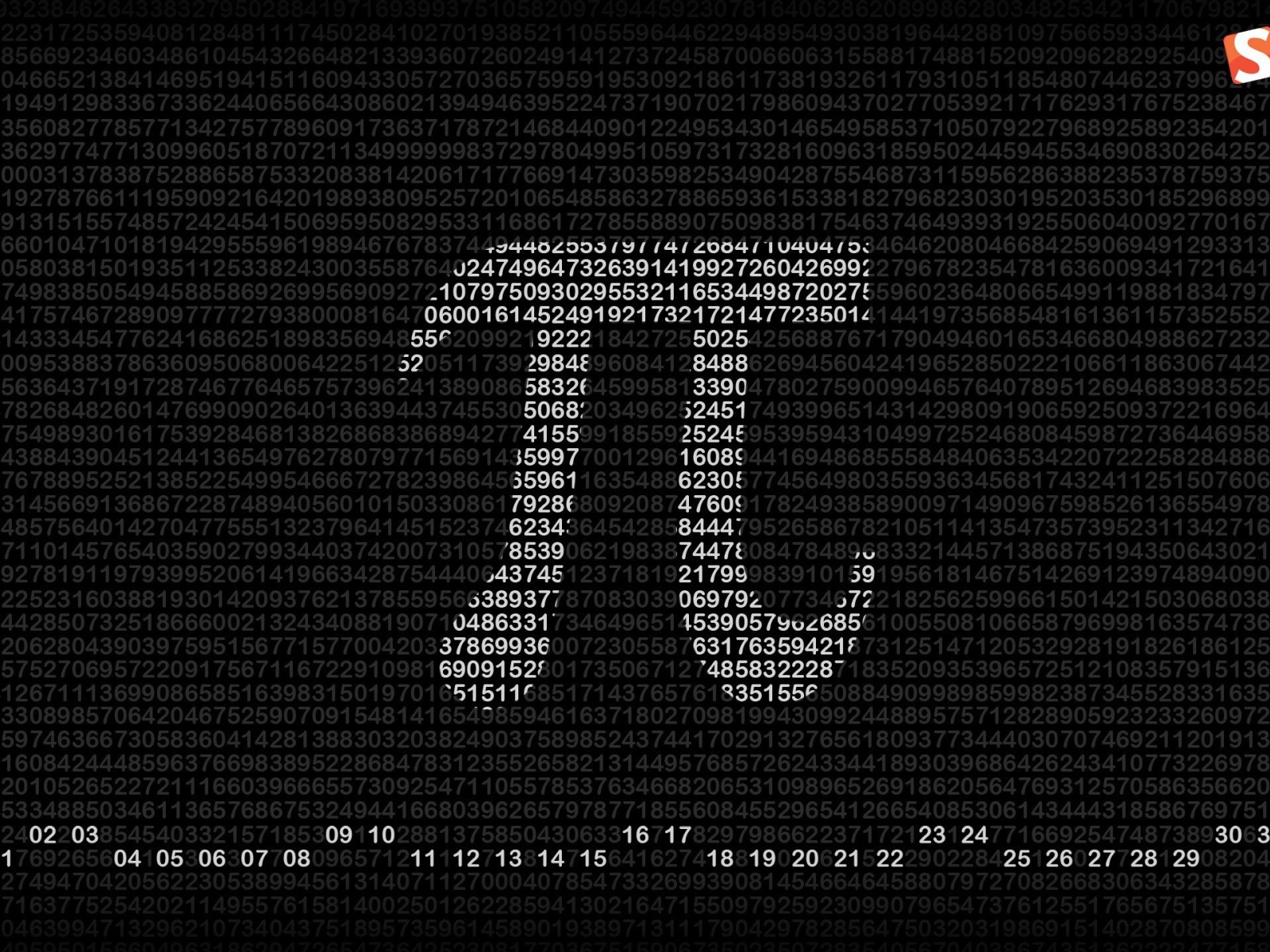 Число Пи, фон цифры