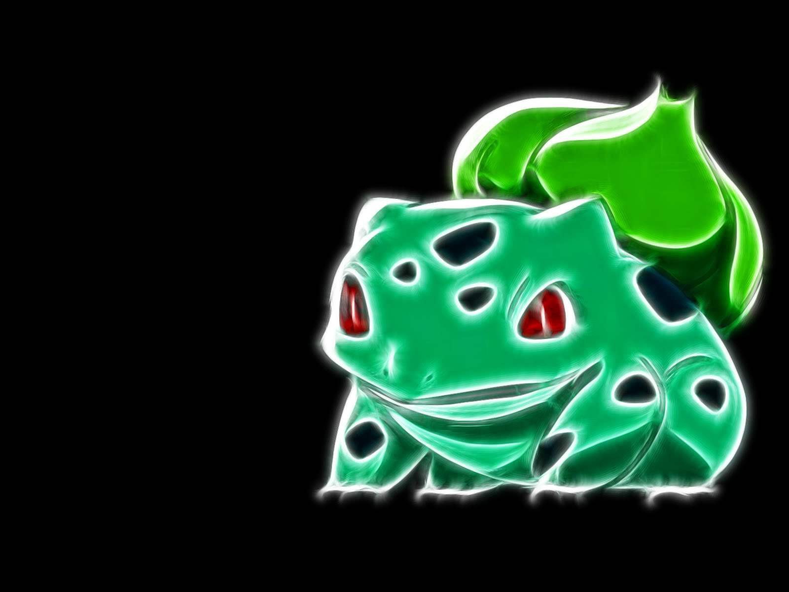 Покемон Бульбазавр на черном фоне