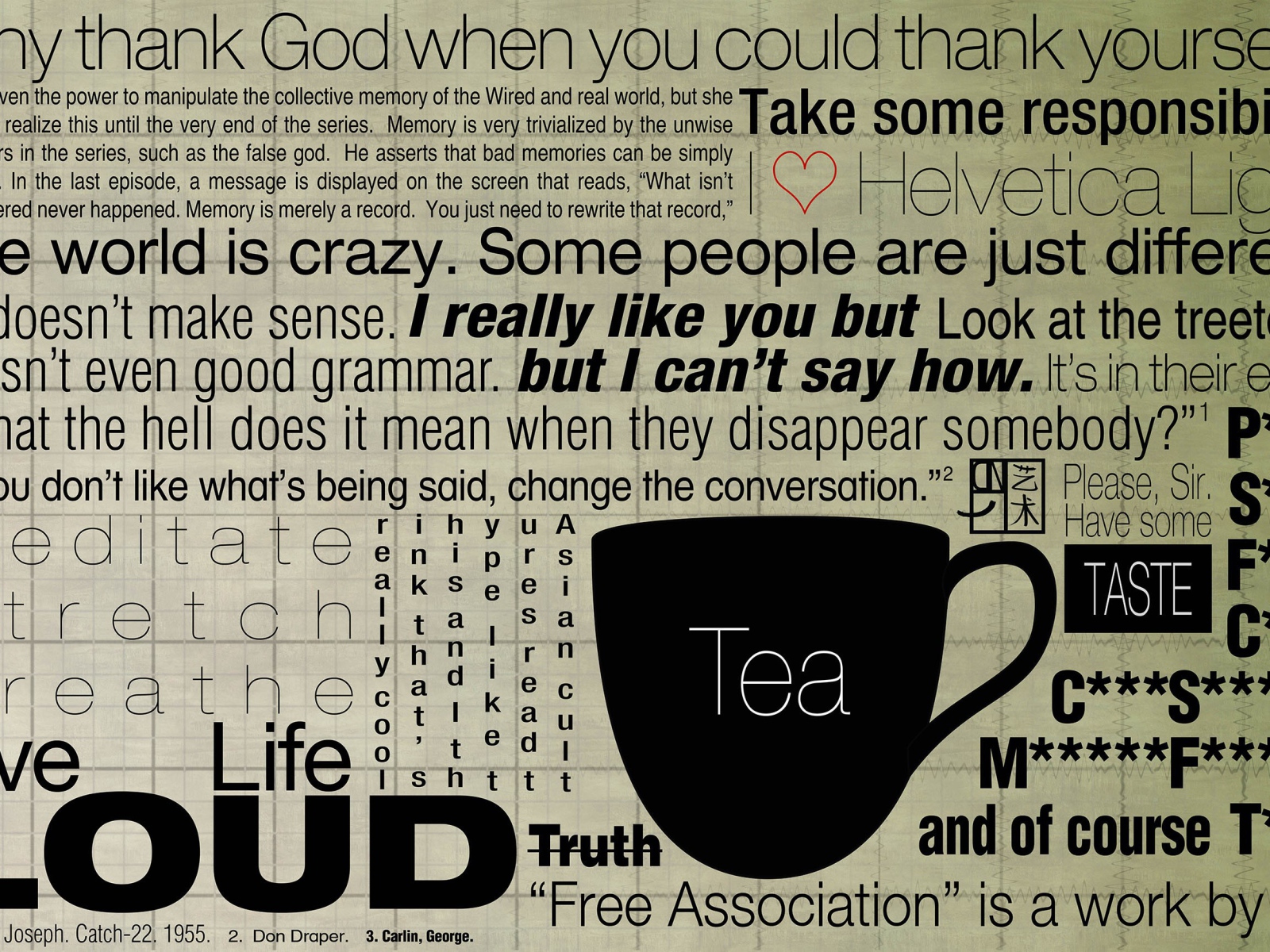 Фон из надписей, чай