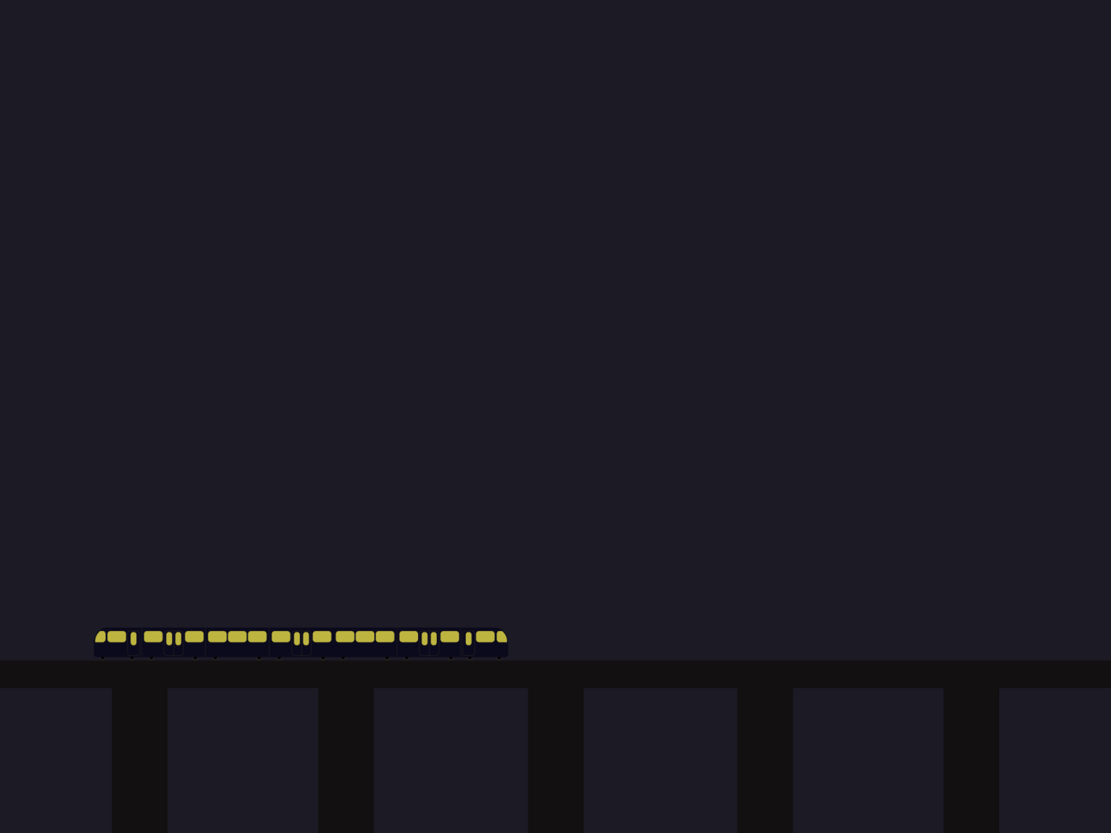 Поезд на мосту, сине черный фон