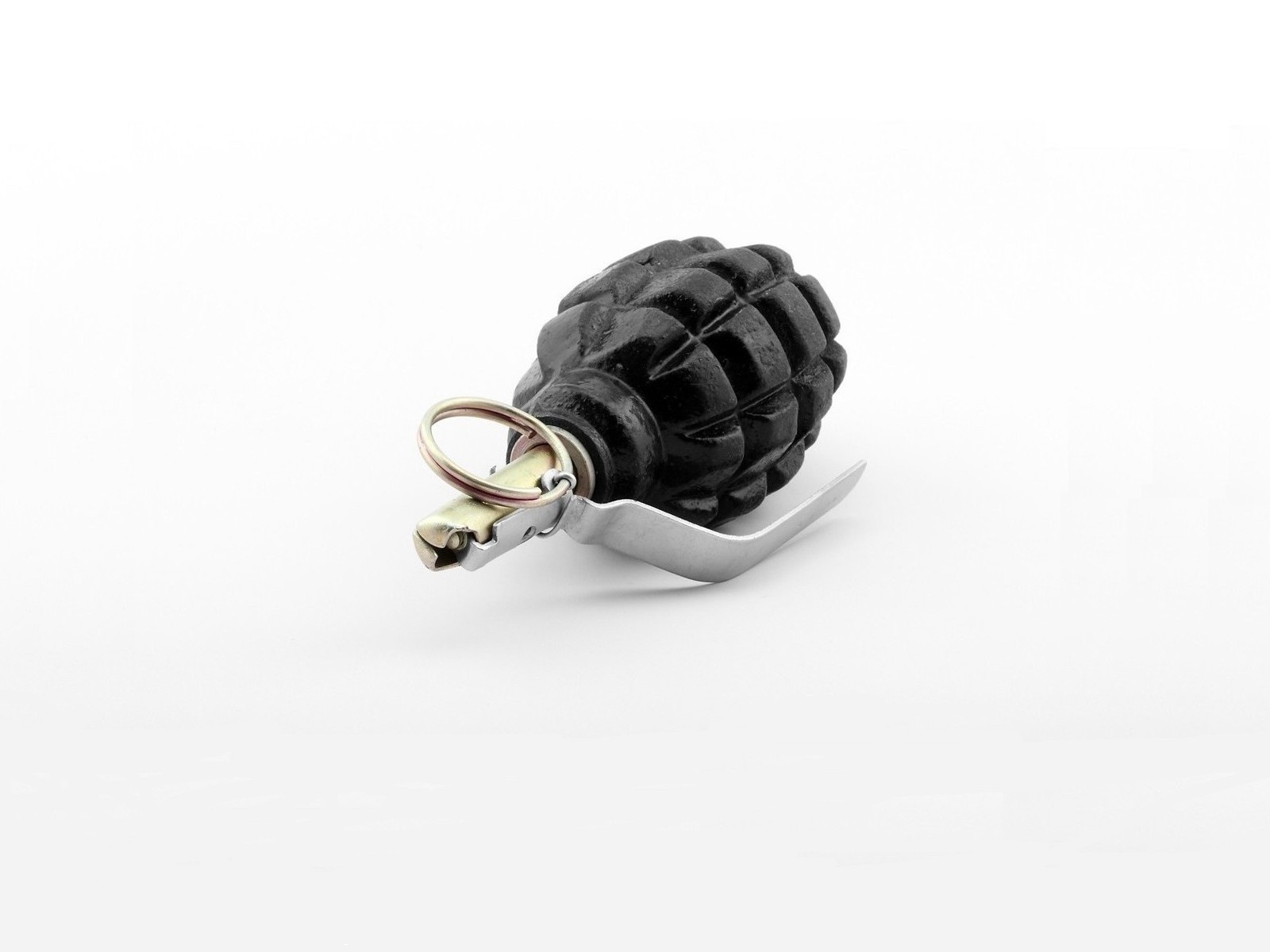 Черная граната на белом фоне