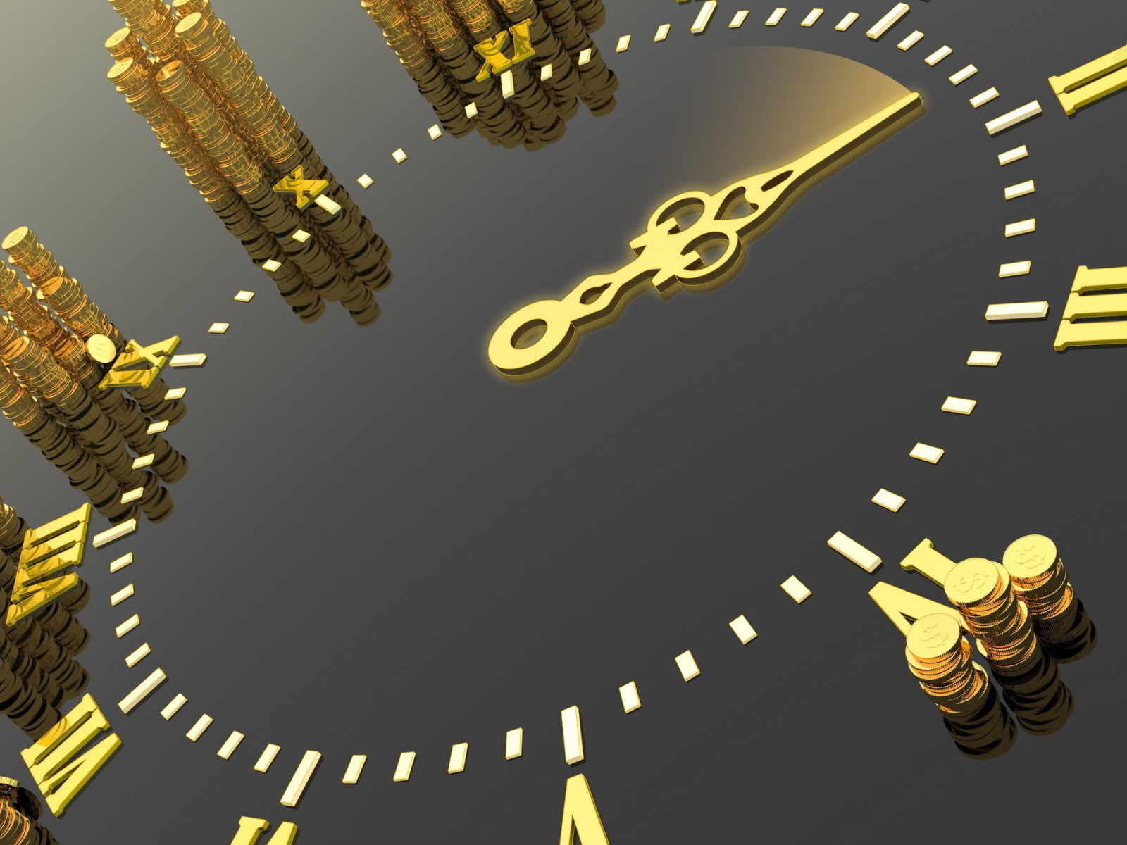 Стопки монет на циферблате