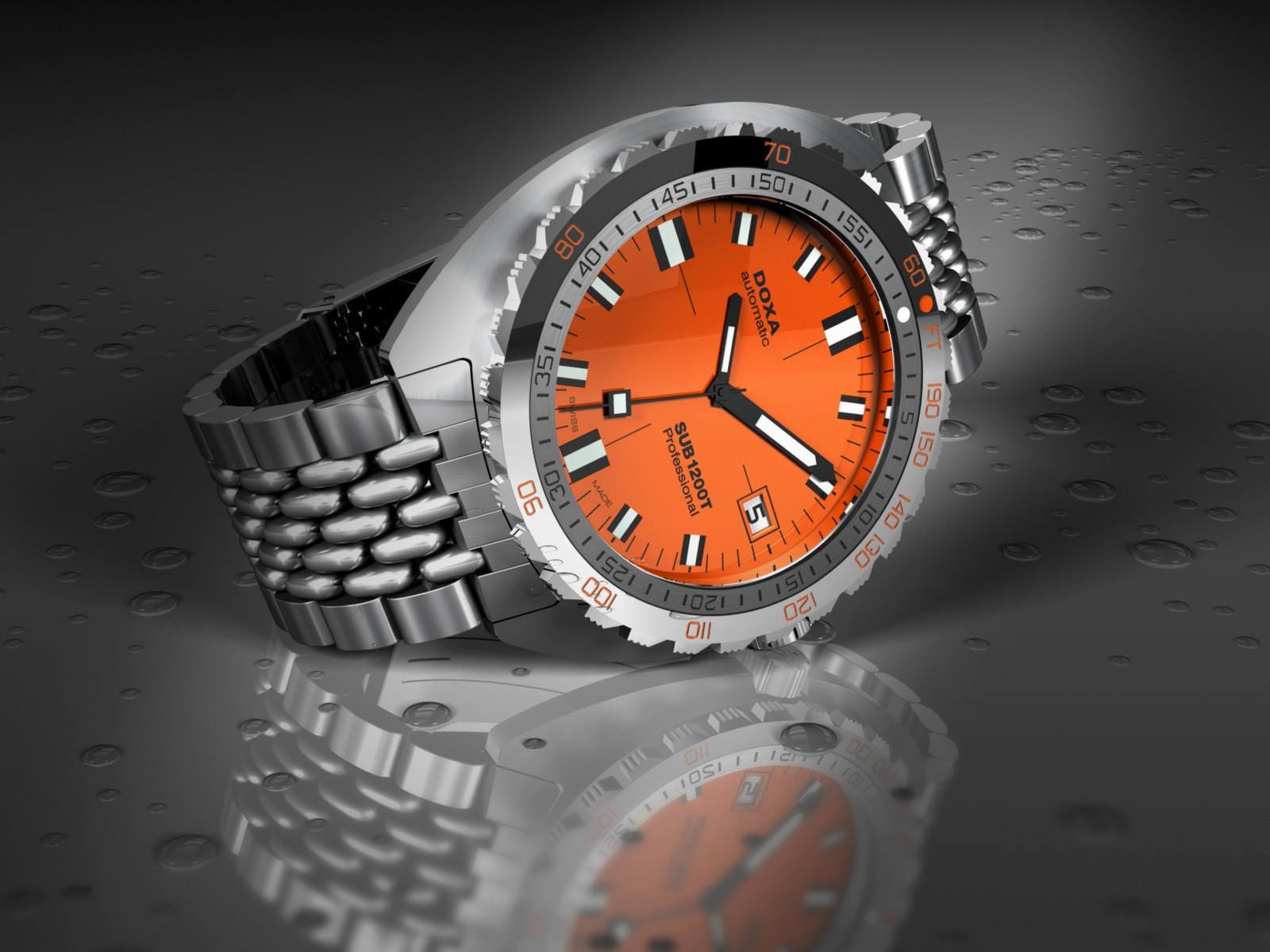 Часы Докса с оранжевым циферблатом