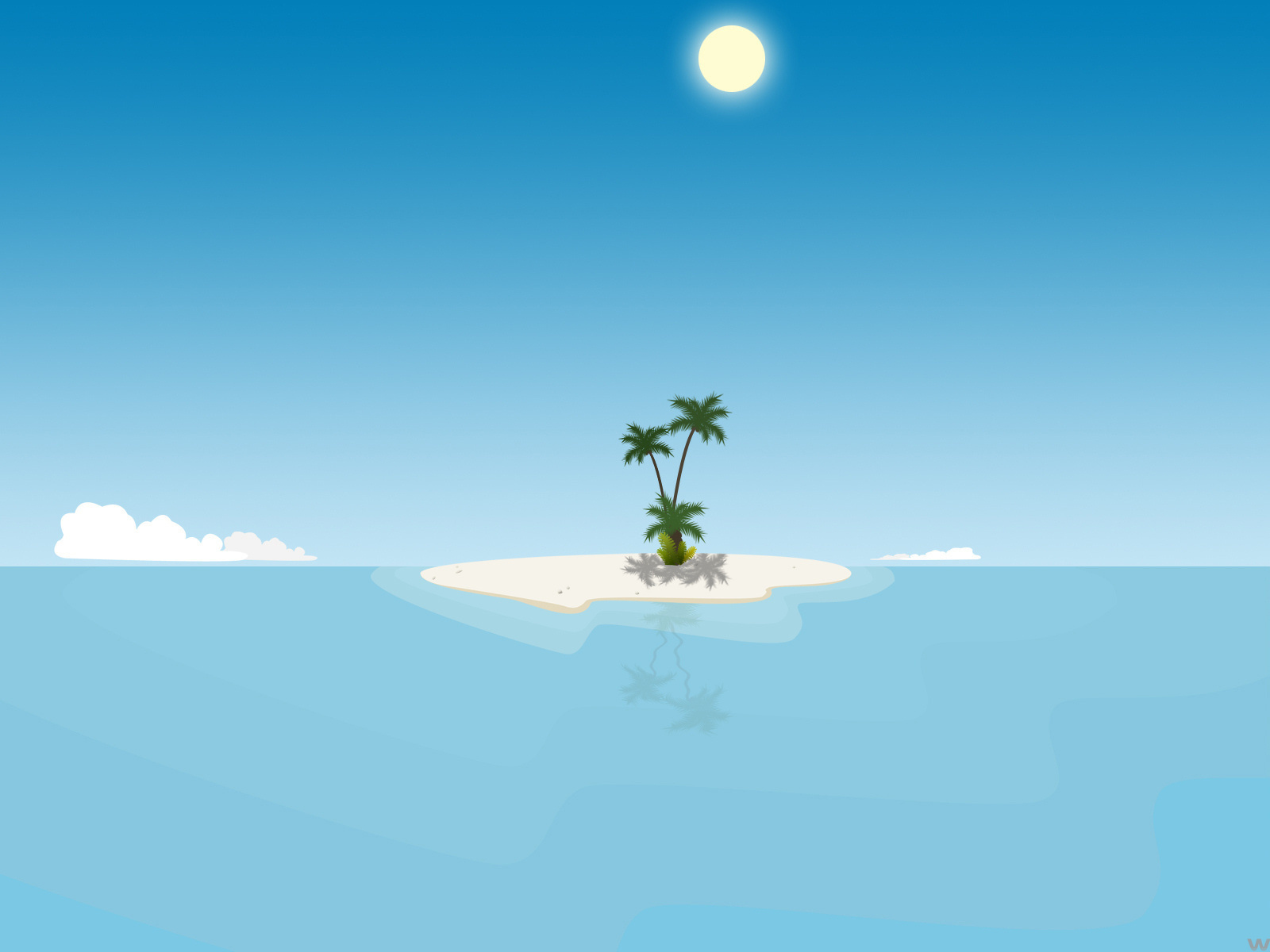 Desert island in the blue sea