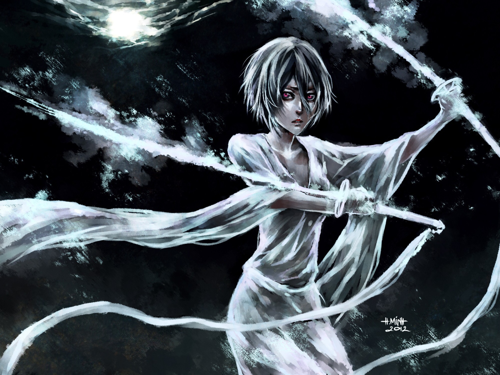 Катаны из белого пламени, художник NanFe