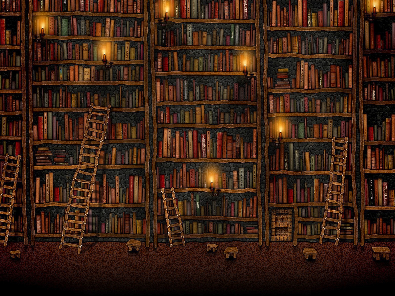 Библиотека с множеством книг