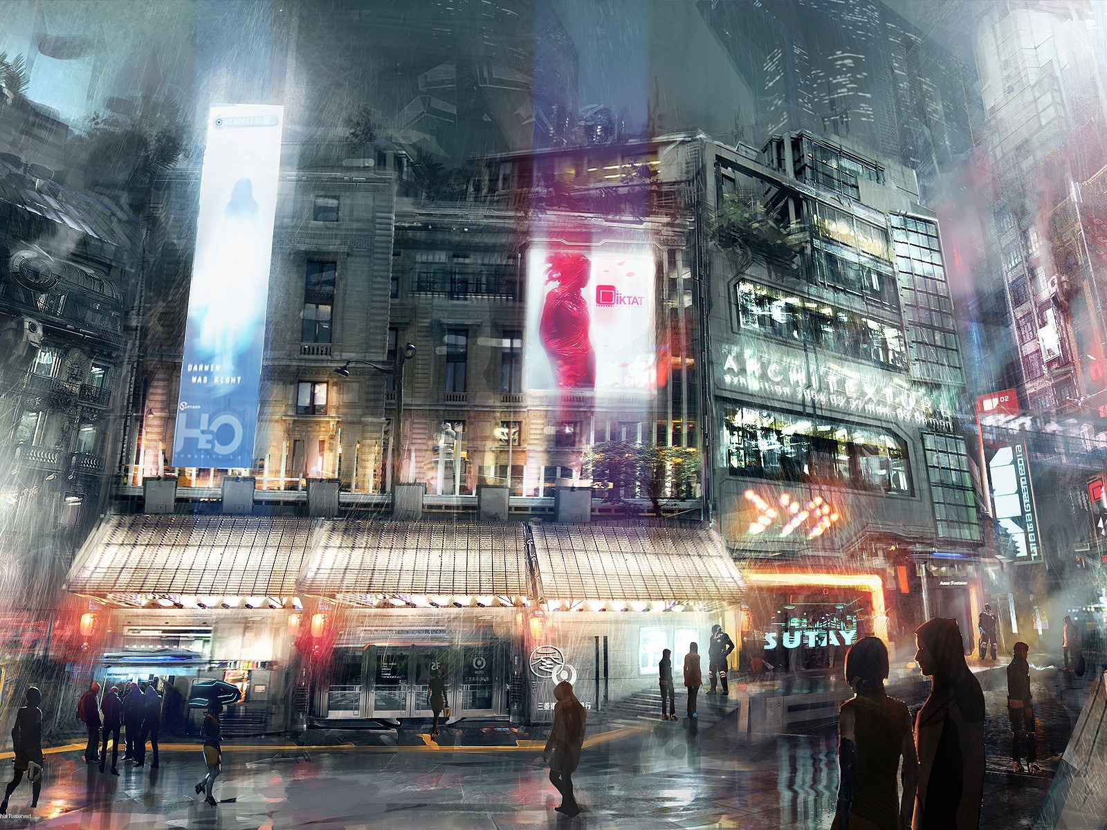 Реклама на стенах домов в мире будущего