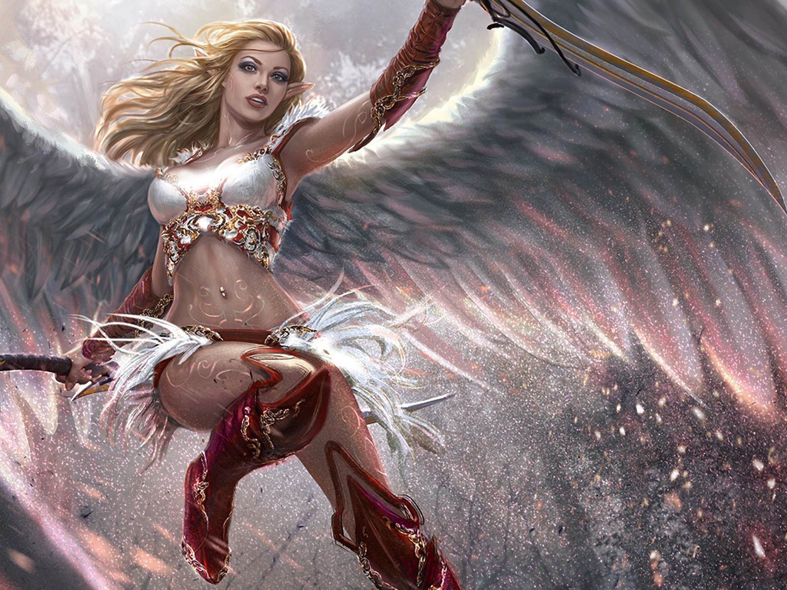 Девушка ангел с оружием в руках