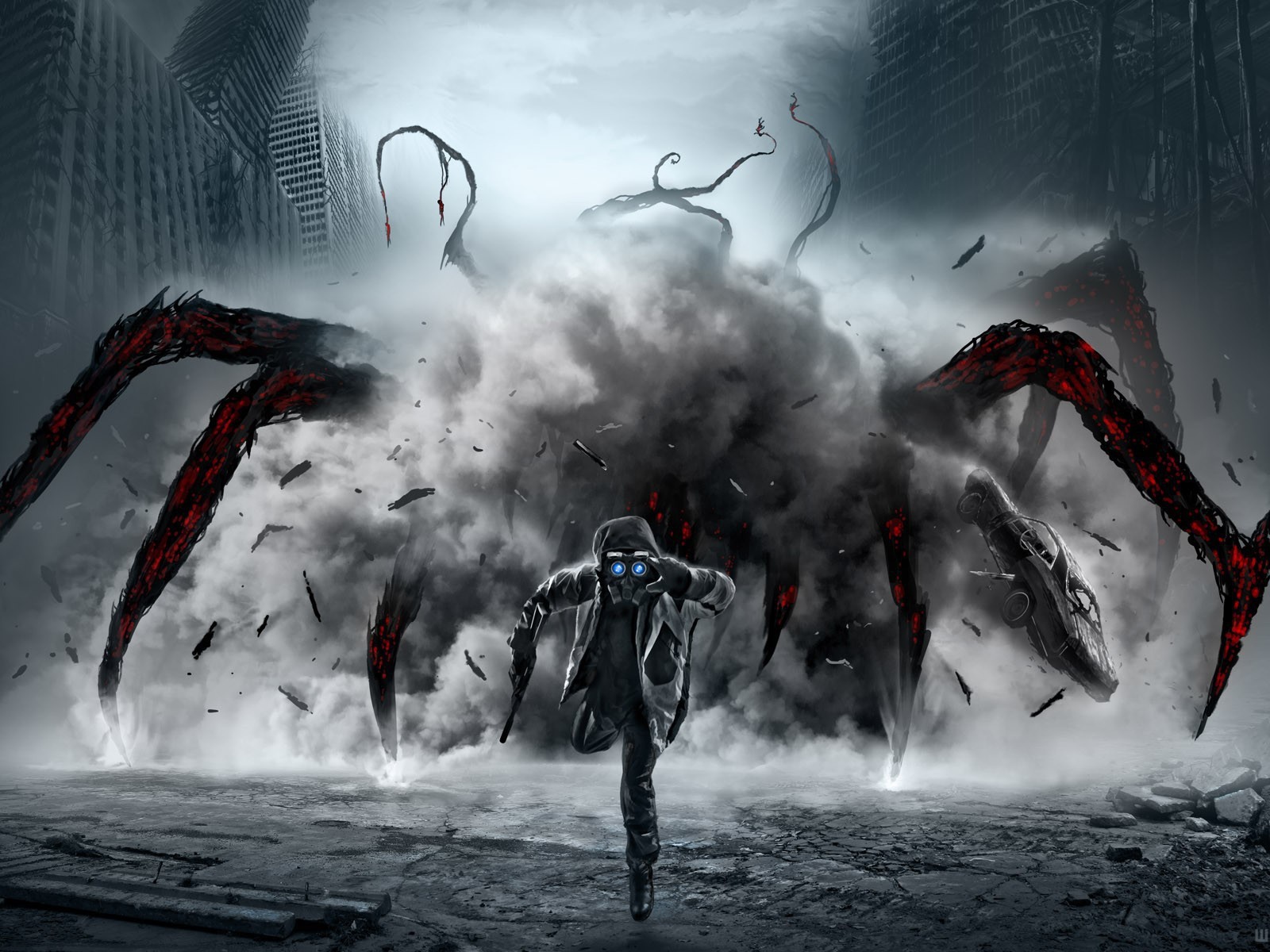 Апокалиптический паук догоняет человека