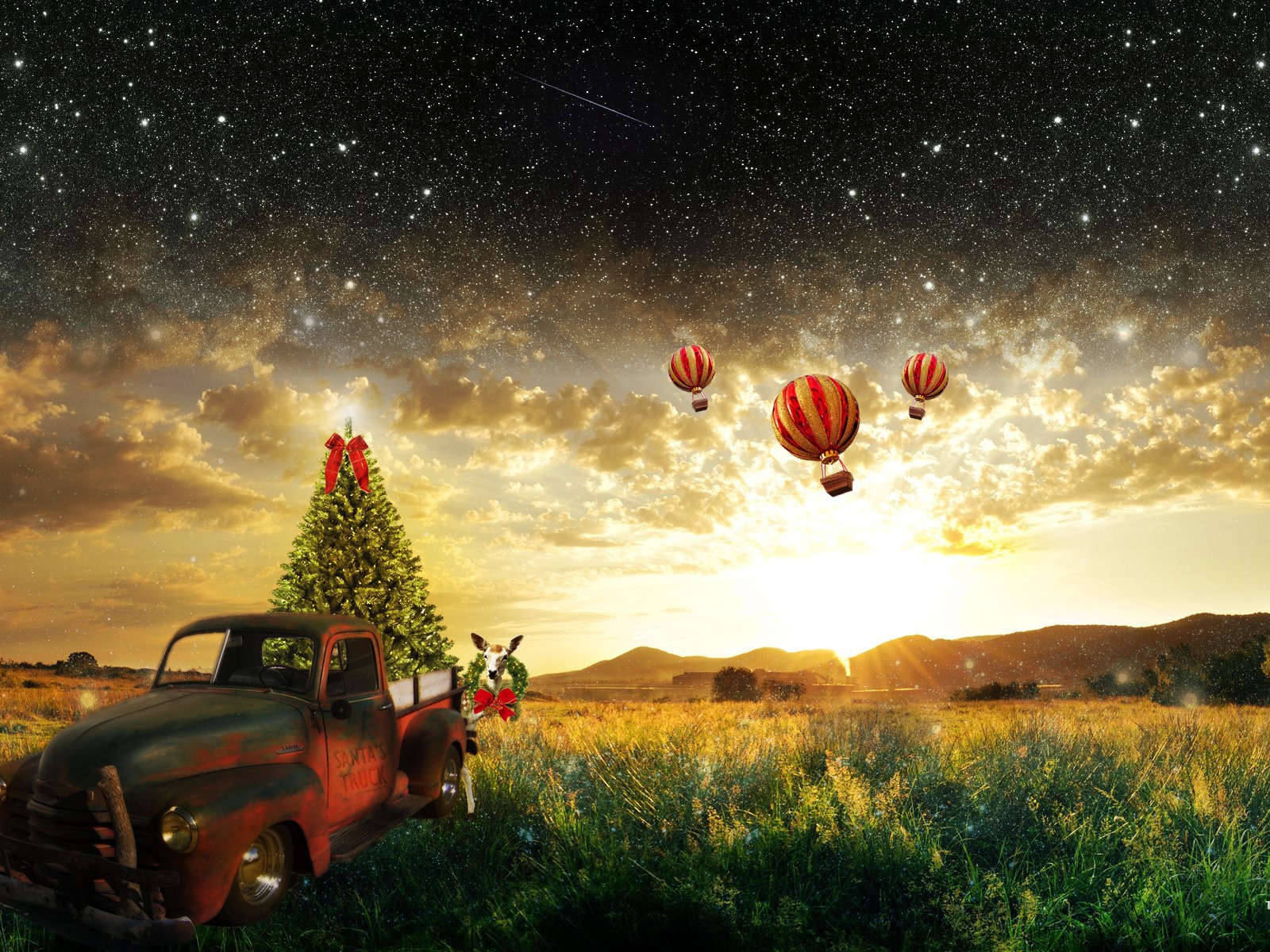 Воздушные шары улетают к звездам