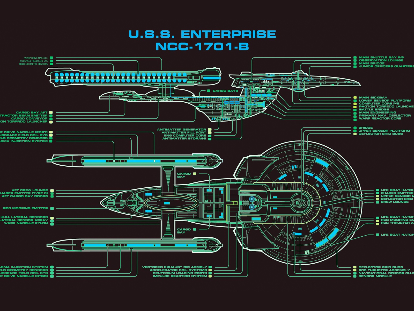 Чертеж корабля Энтерпрайз, сериал Звездный путь