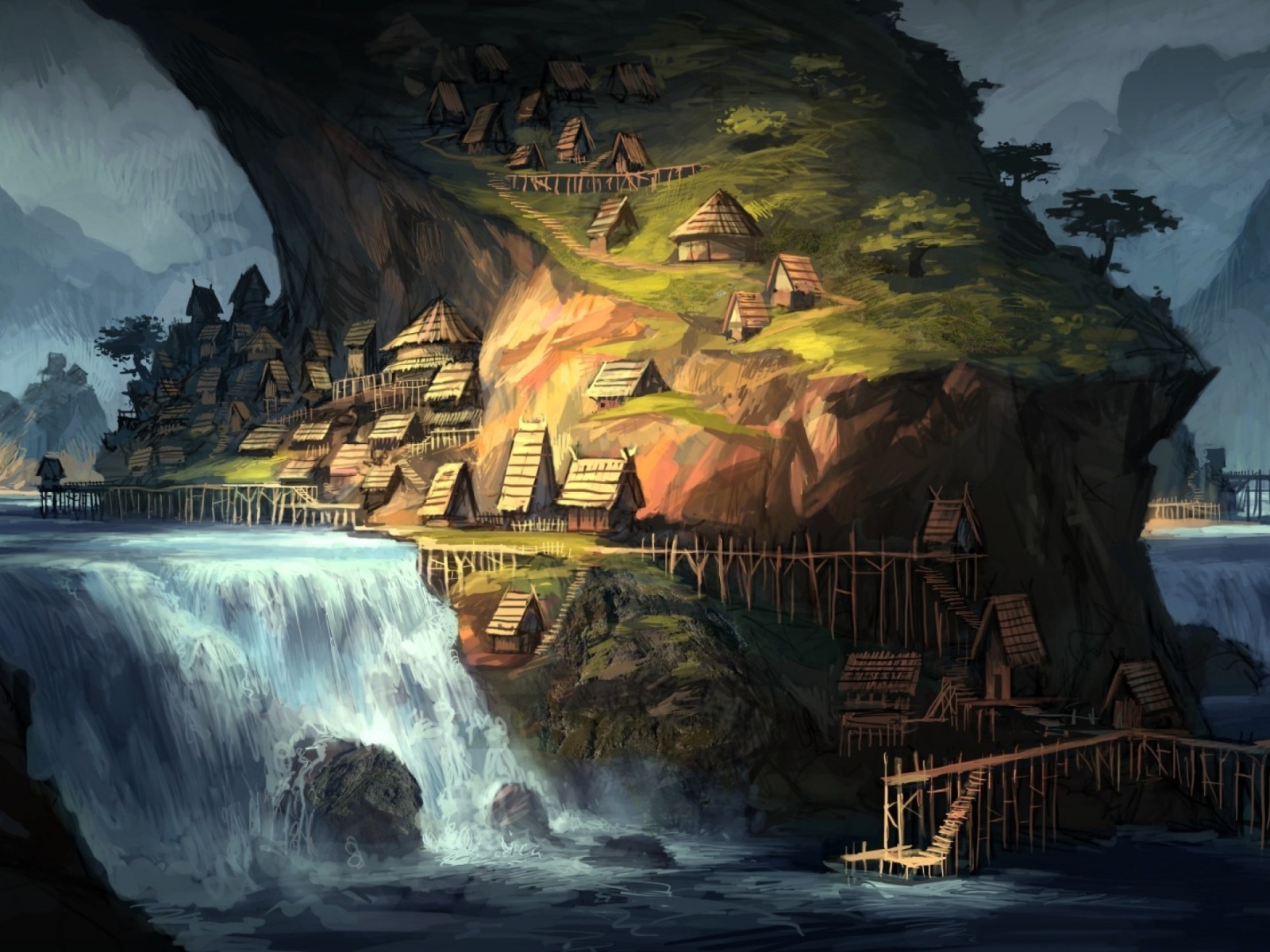 Сказочная страна у водопада