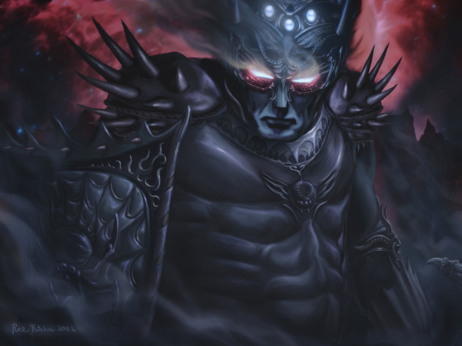 Фэнтези персонаж в черных латах