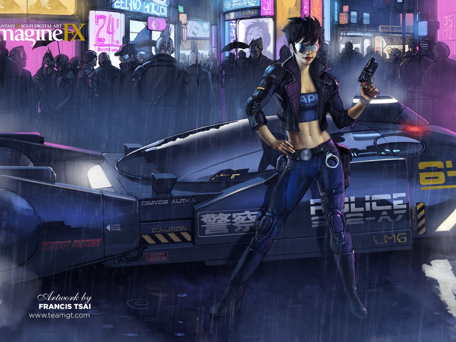 Девушка полицейский, киберпанк