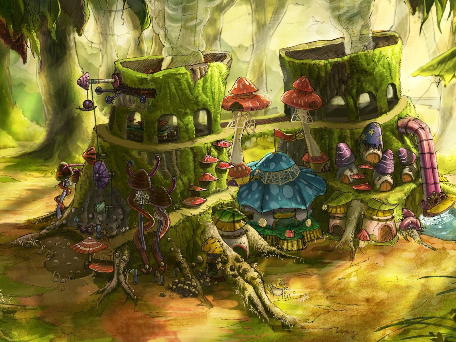 Домик для грибов среди леса