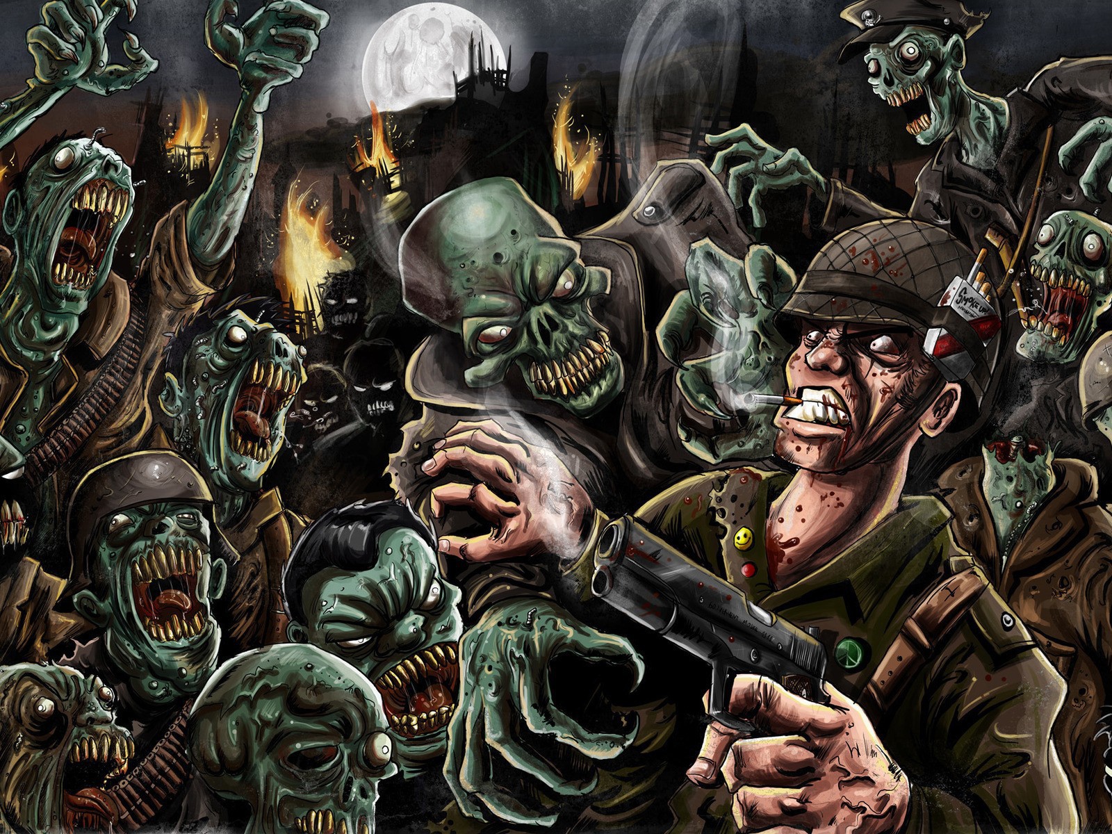 Солдат сражается с зомби