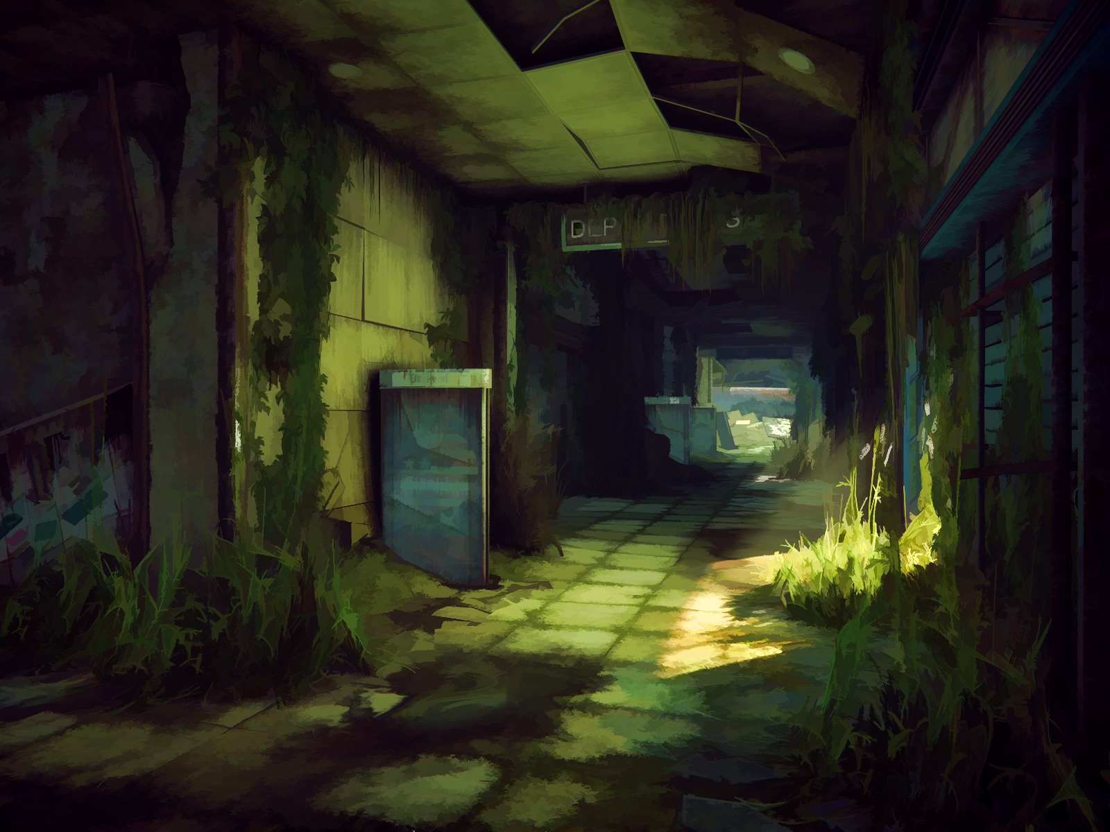 Заросли внутри заброшенного здания