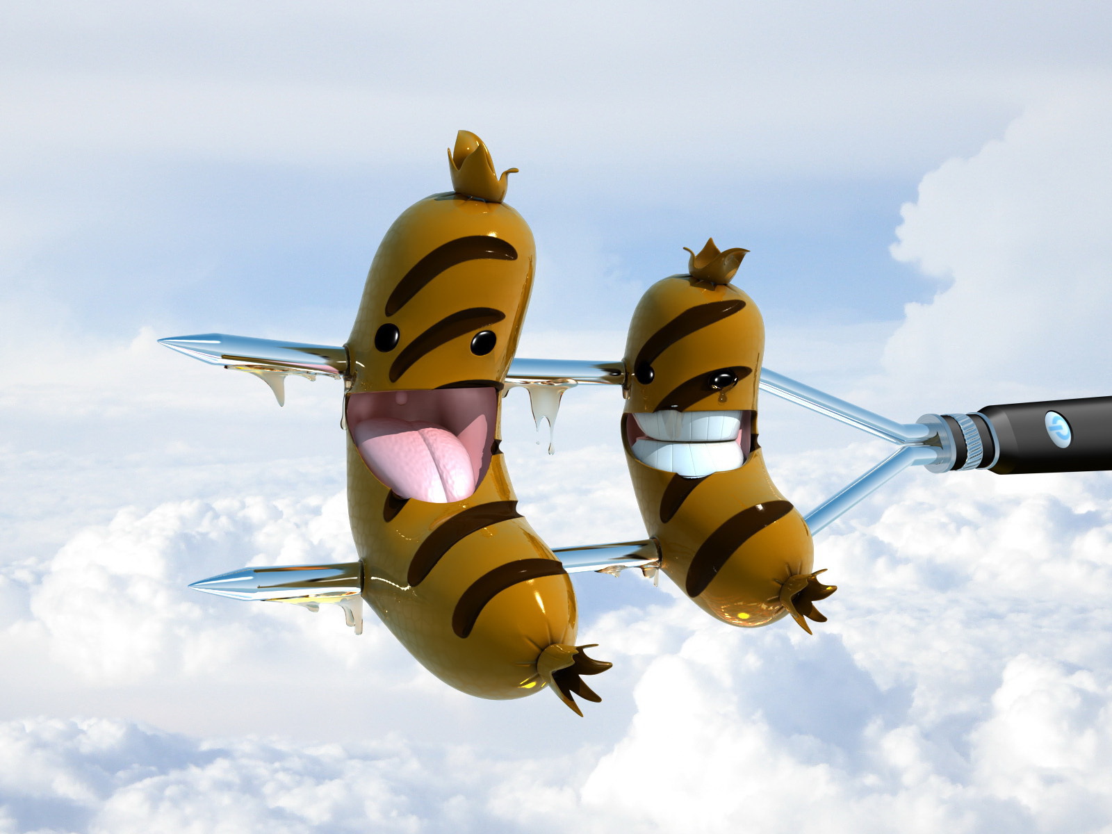 Сосиски на вилке