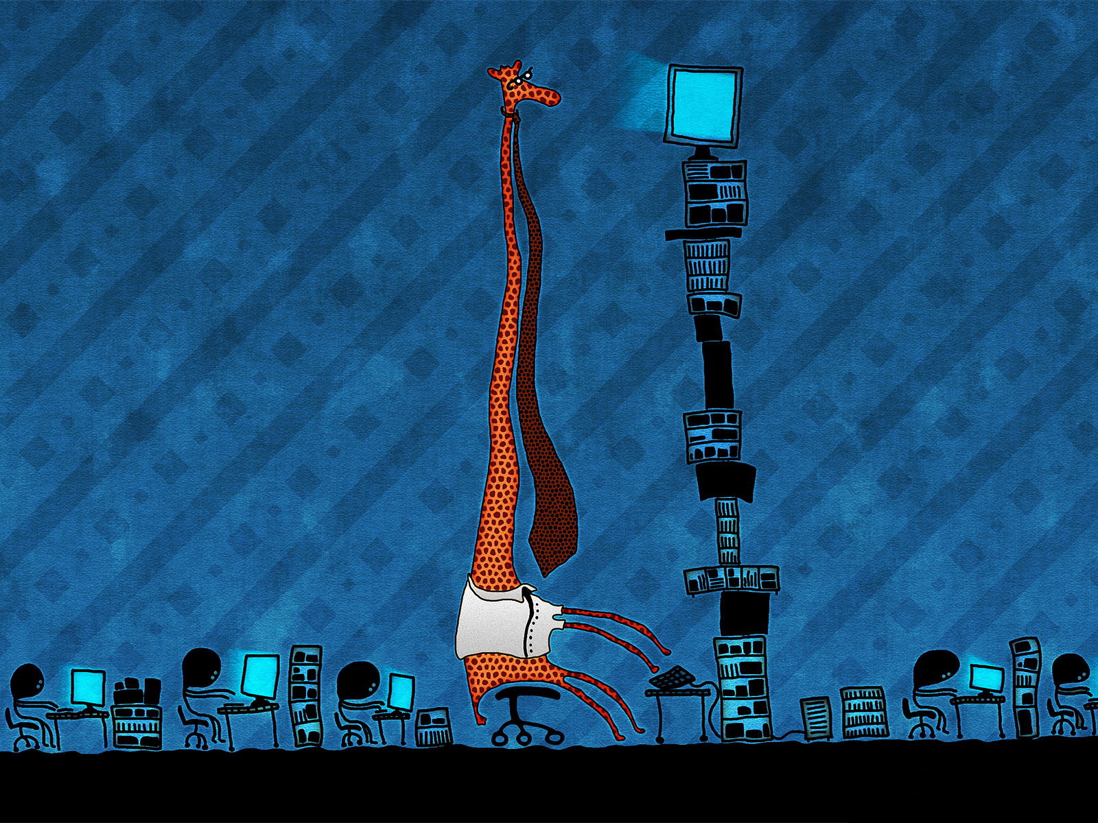 Жираф за компьютером