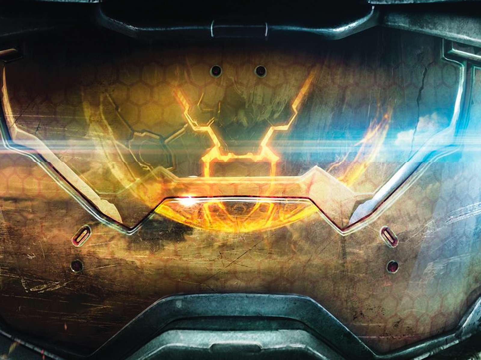 Отражение в шлеме Мастера Чиф, игра Halo 5