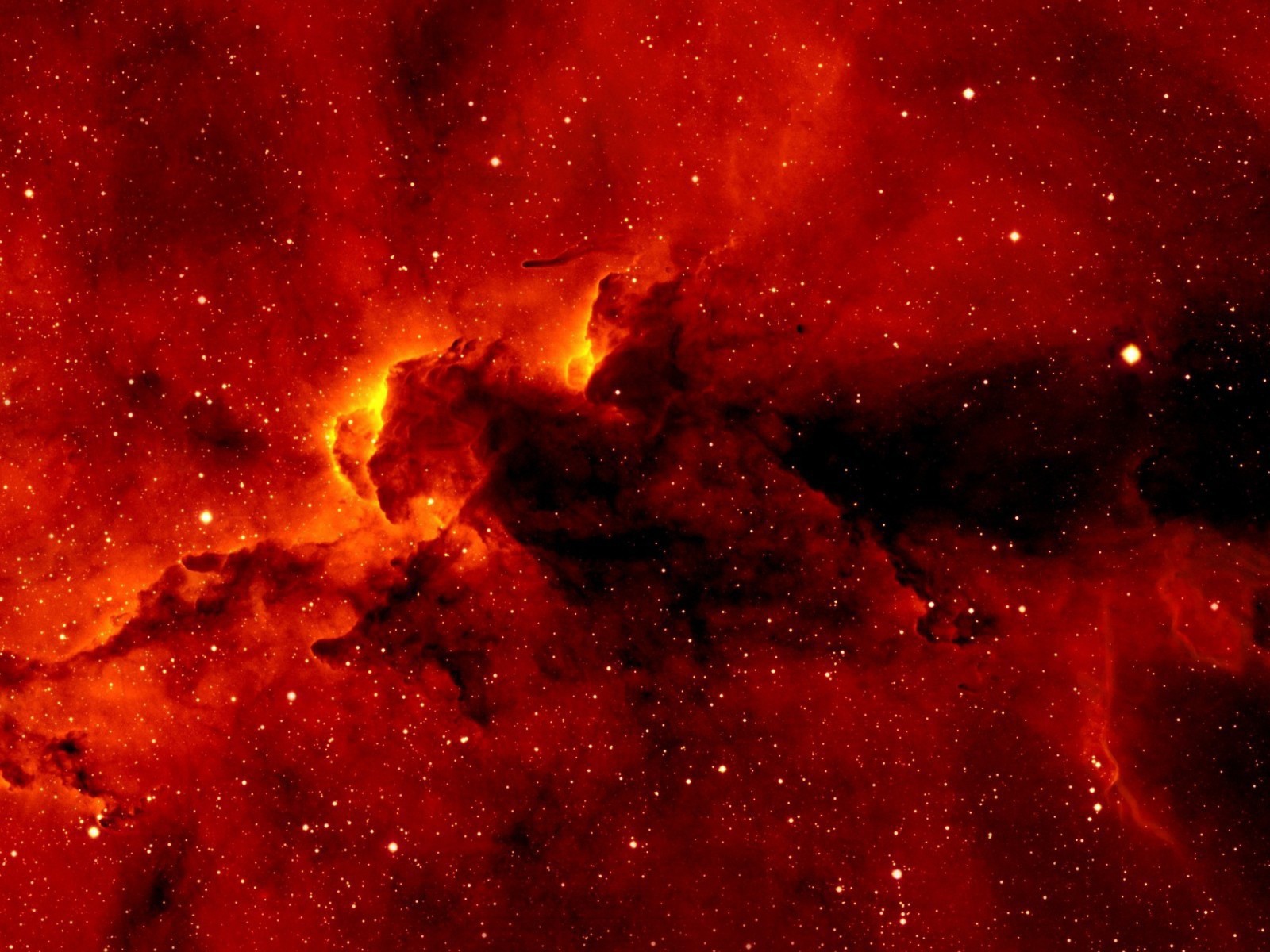 Bright red space nebula