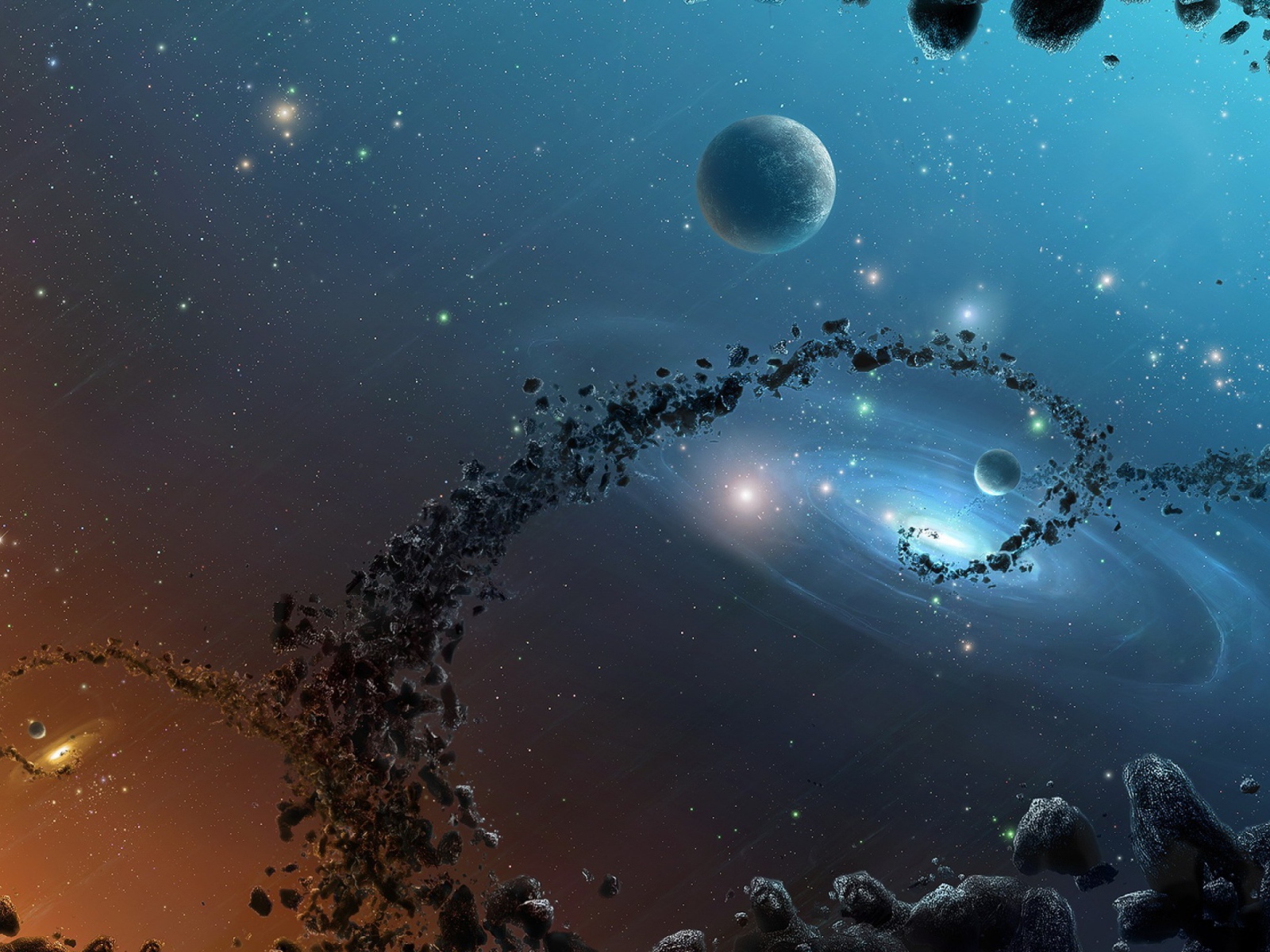 Цепь астероидов между галактиками