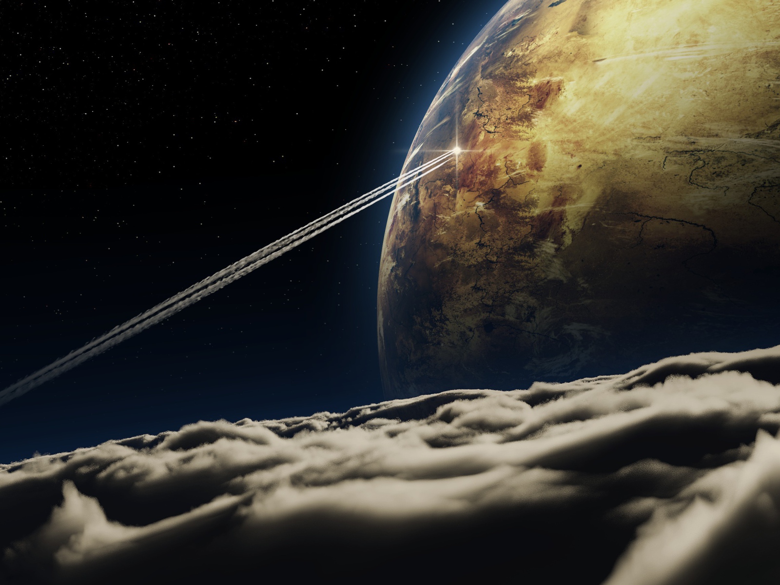 След от космического корабля