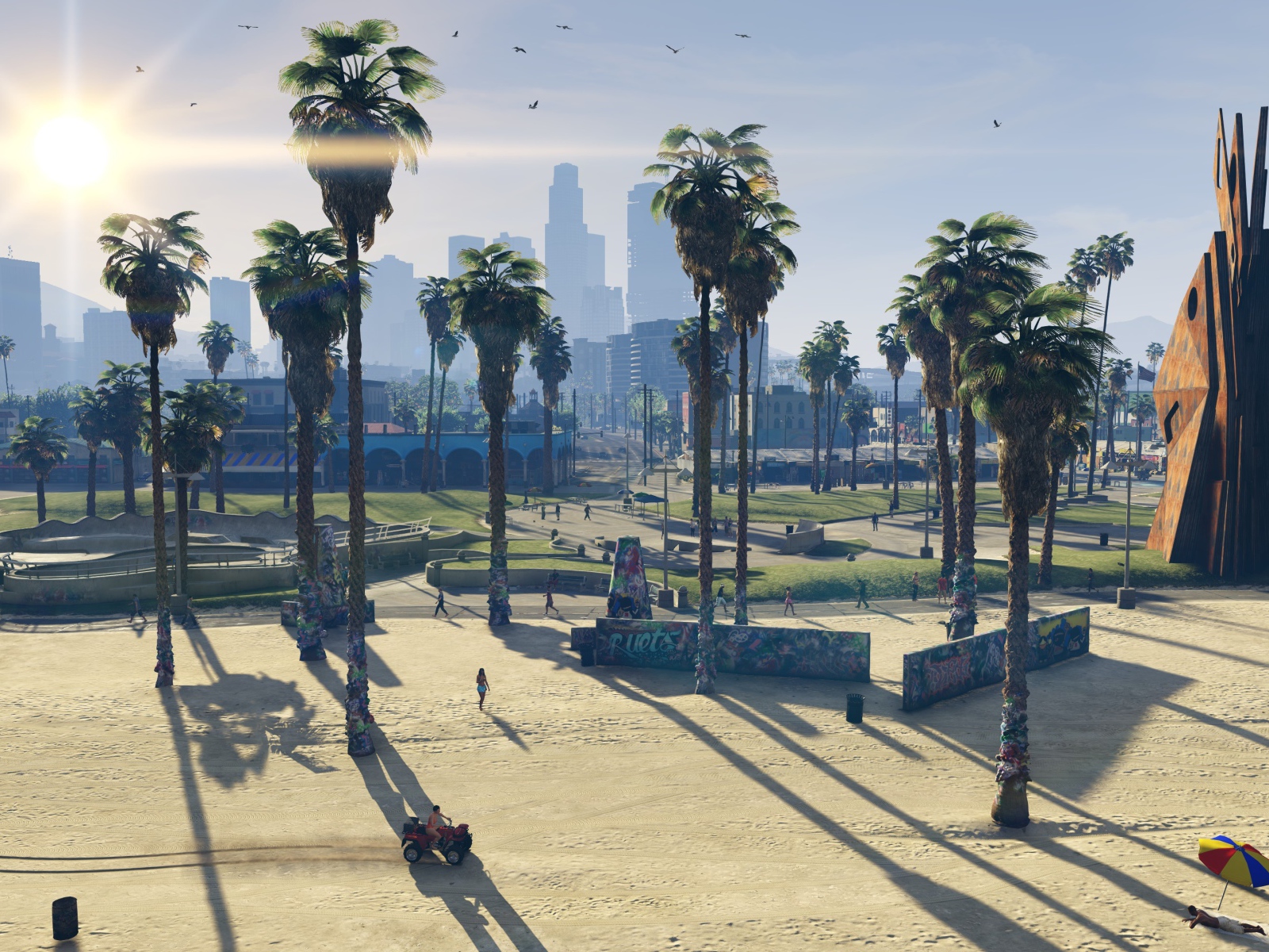 Palm trees on the beach, the game Grand Theft Auto V