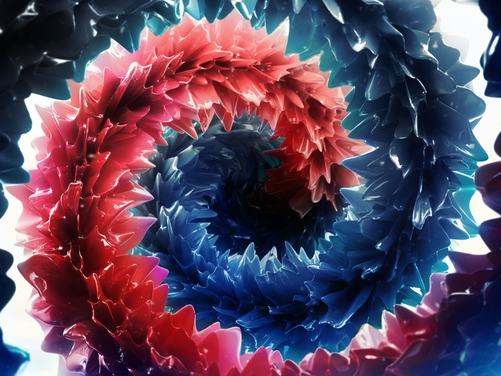 Абстрактная красно-синяя спираль 3 д  графика 