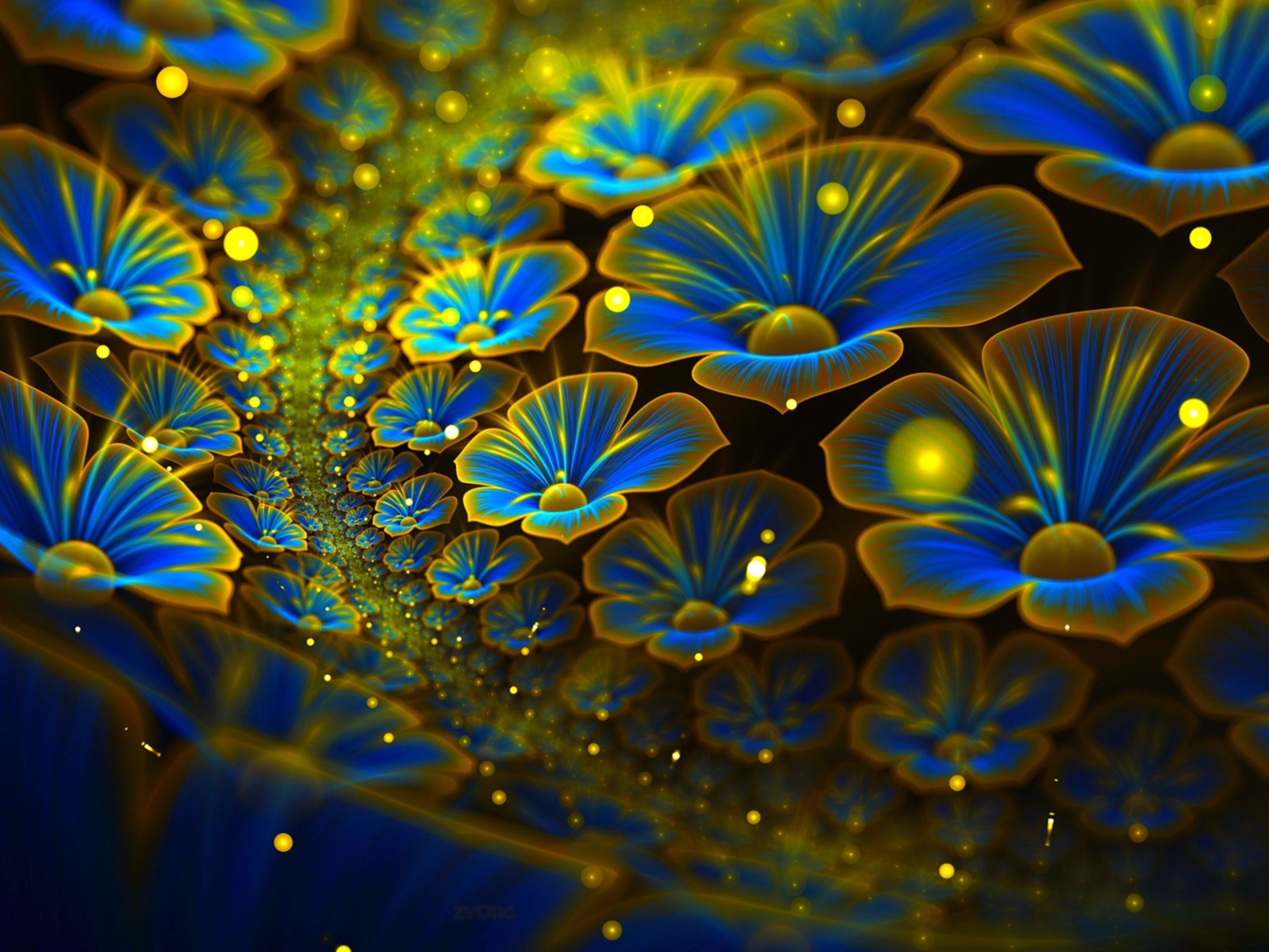 Красивые голубые цифровые цветы 