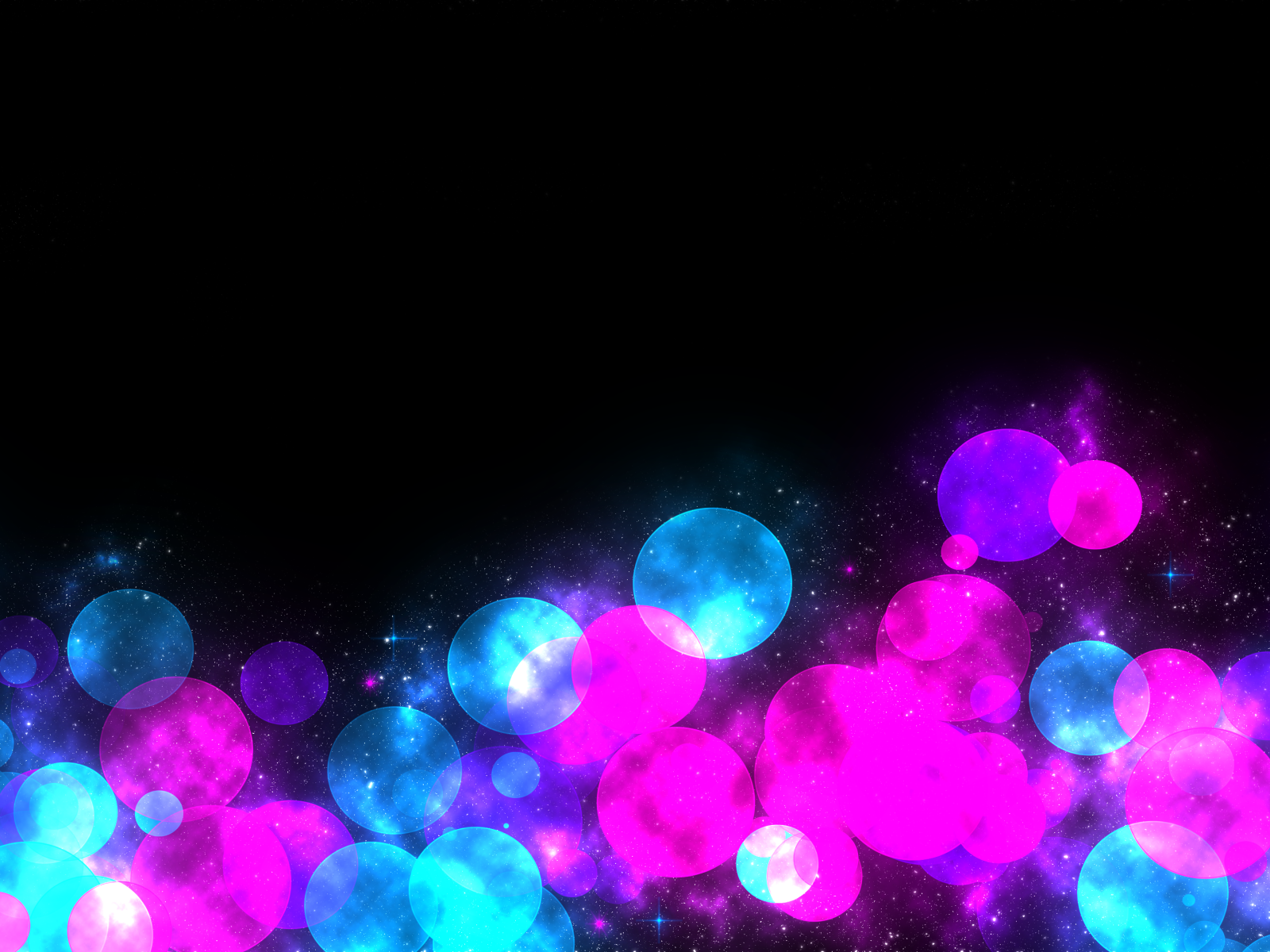 Розовые и голубые шары на черном фоне 