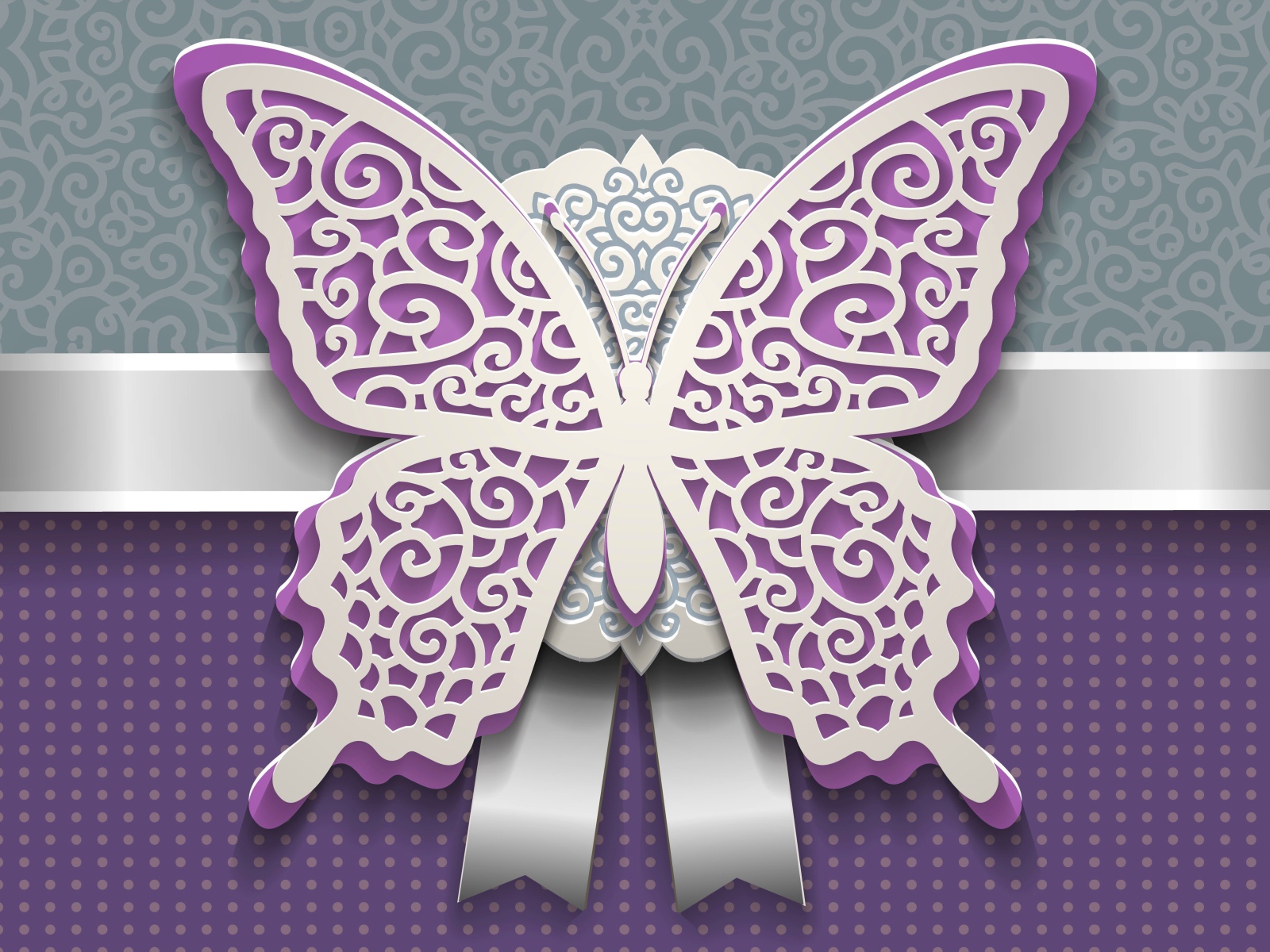 Пурпурная бабочка с белым, 3д графика