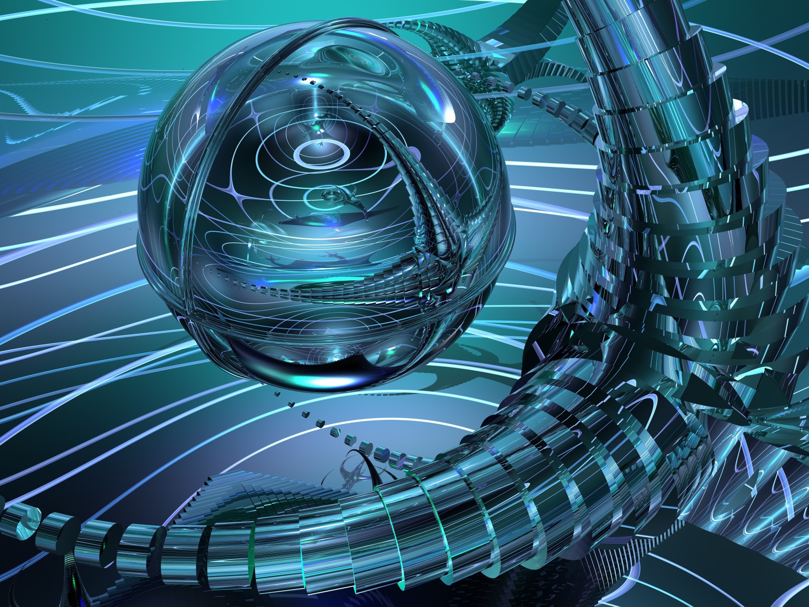 Шар и спирали 3д графика