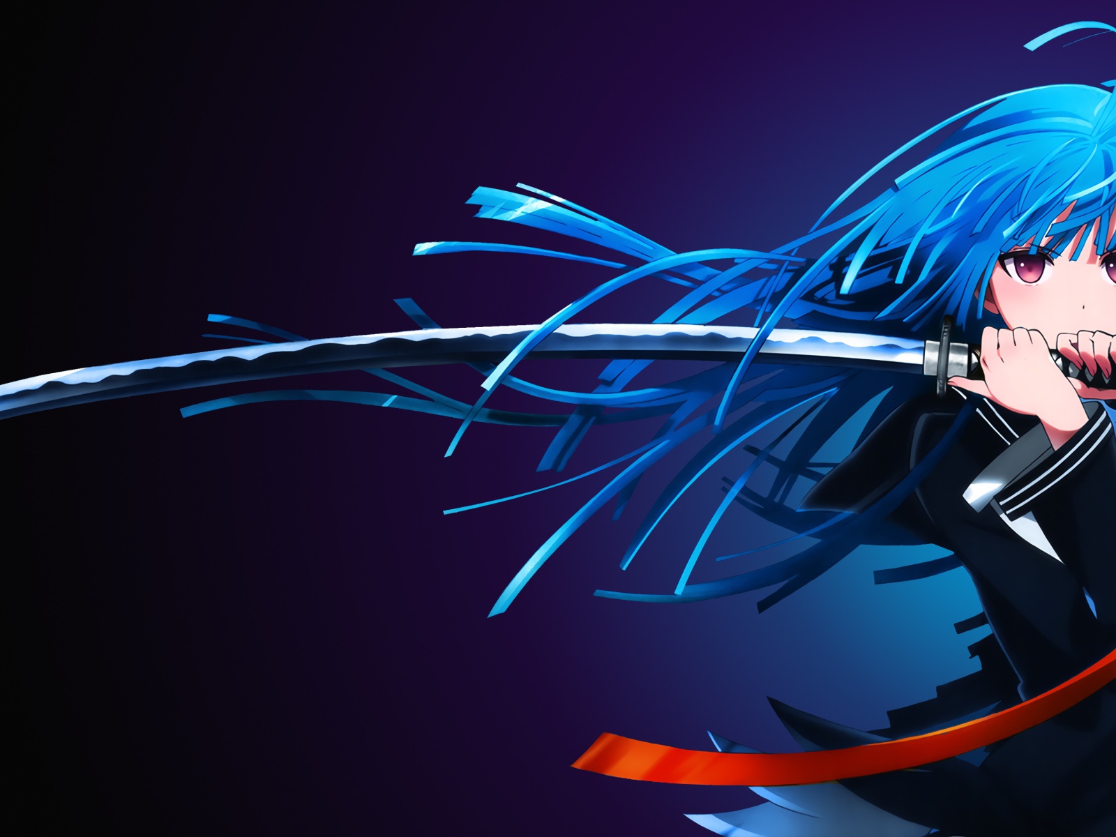 Кисара Тэндо с самурайским мечом аниме Черная пуля 