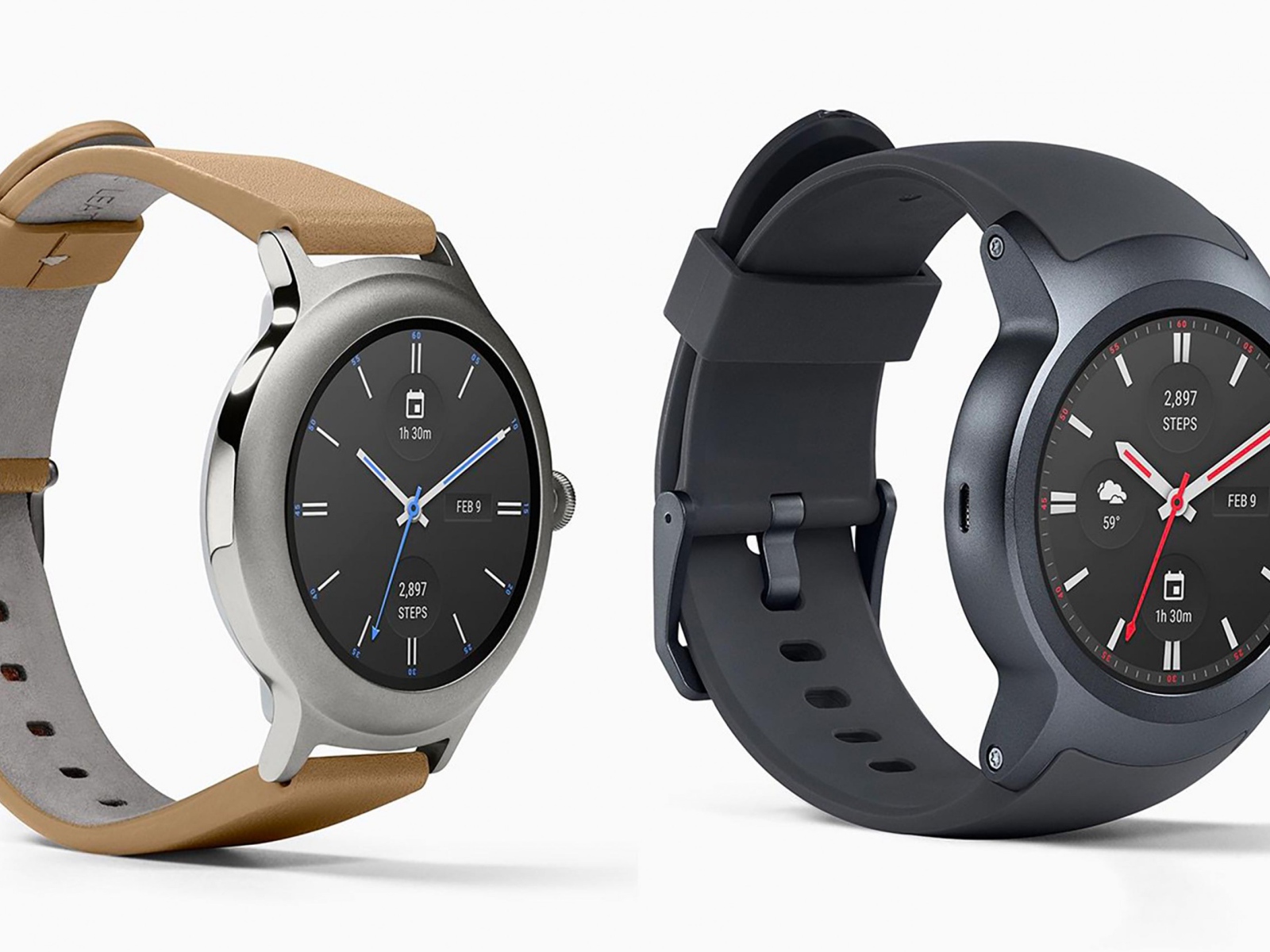 Стильные часы LG Watch Спорт, 2017 на белом фоне