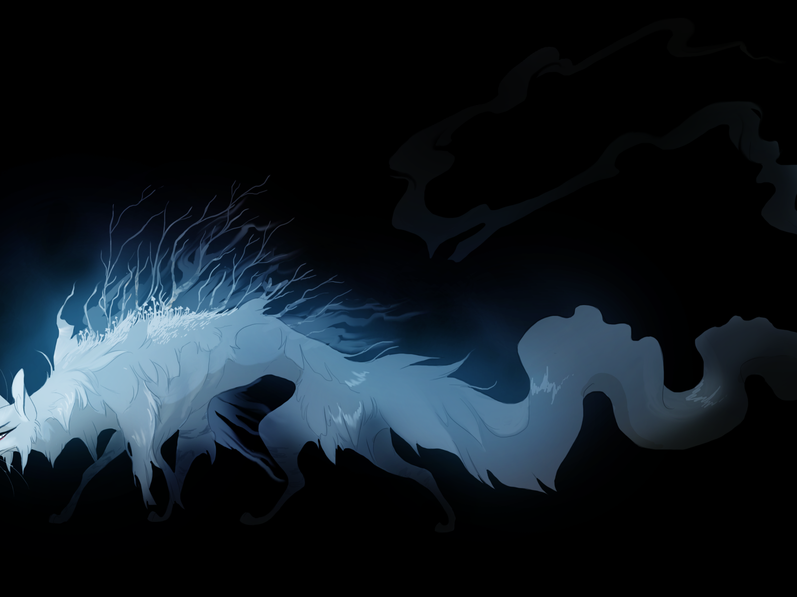 Фантастическое животное из тьмы на черном фоне