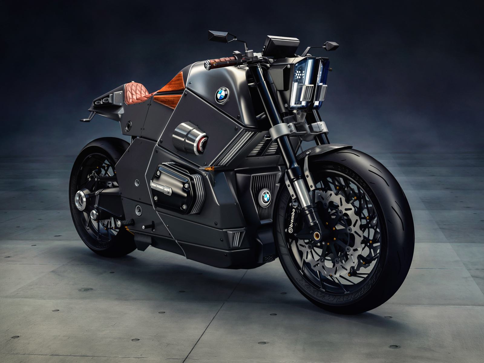 Стильный черный мотоцикл BMW Urban Racer