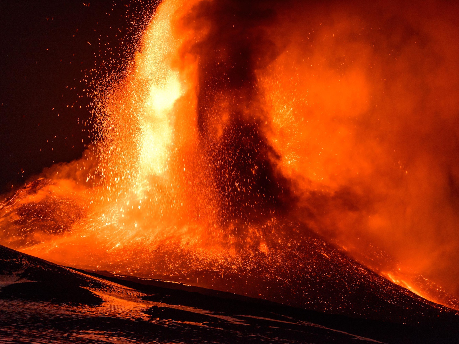 Извержение вулкана Этна, Сицилия 