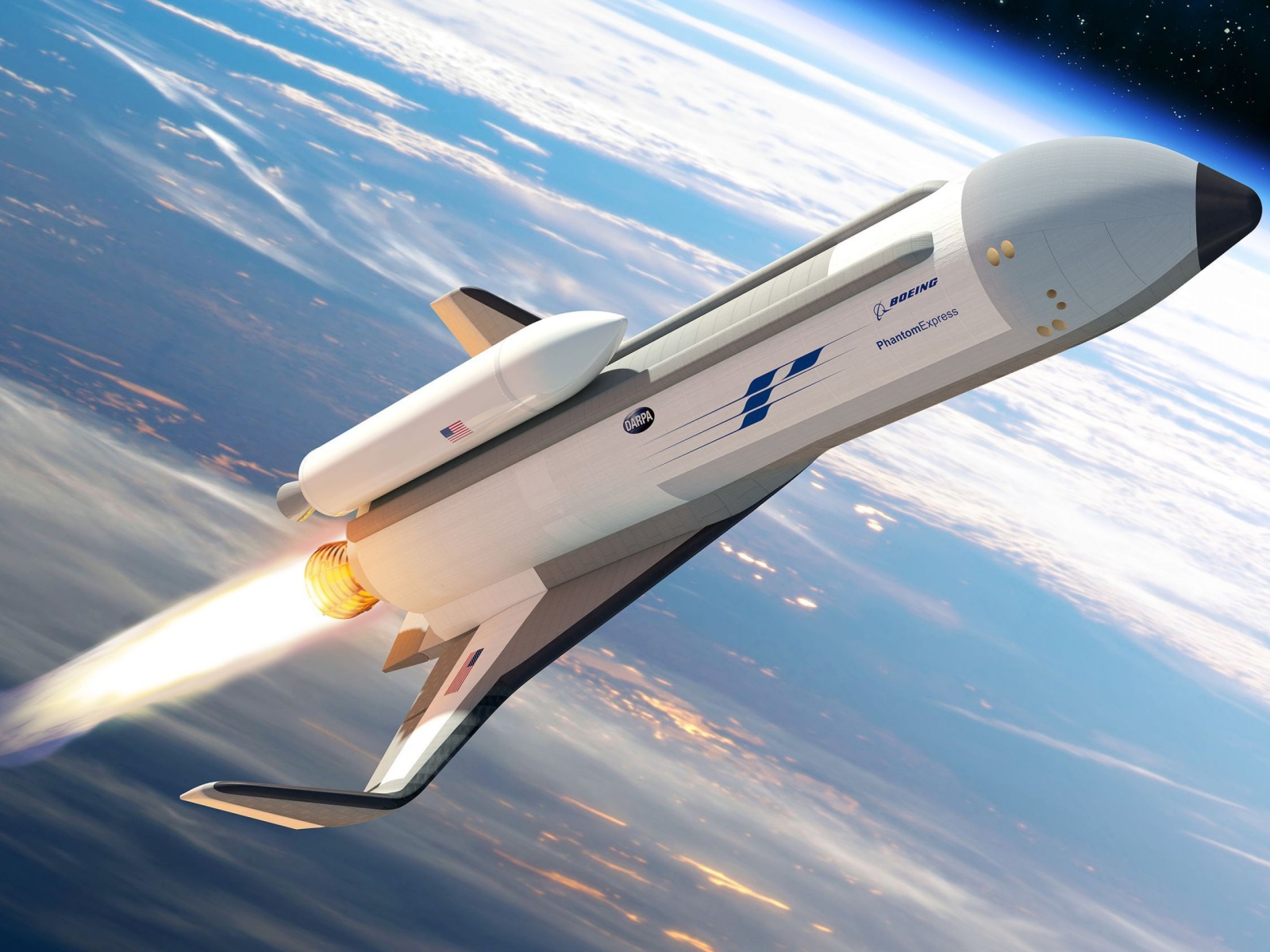 Экспериментального космический самолет Phantom Express в космосе
