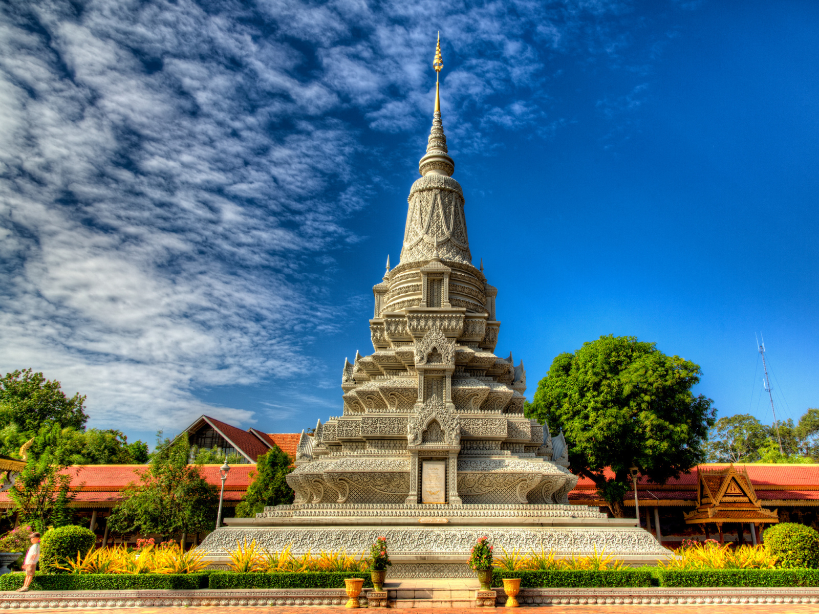 Temple of the Silver Pagoda on the background of blue sky, Cambodia
