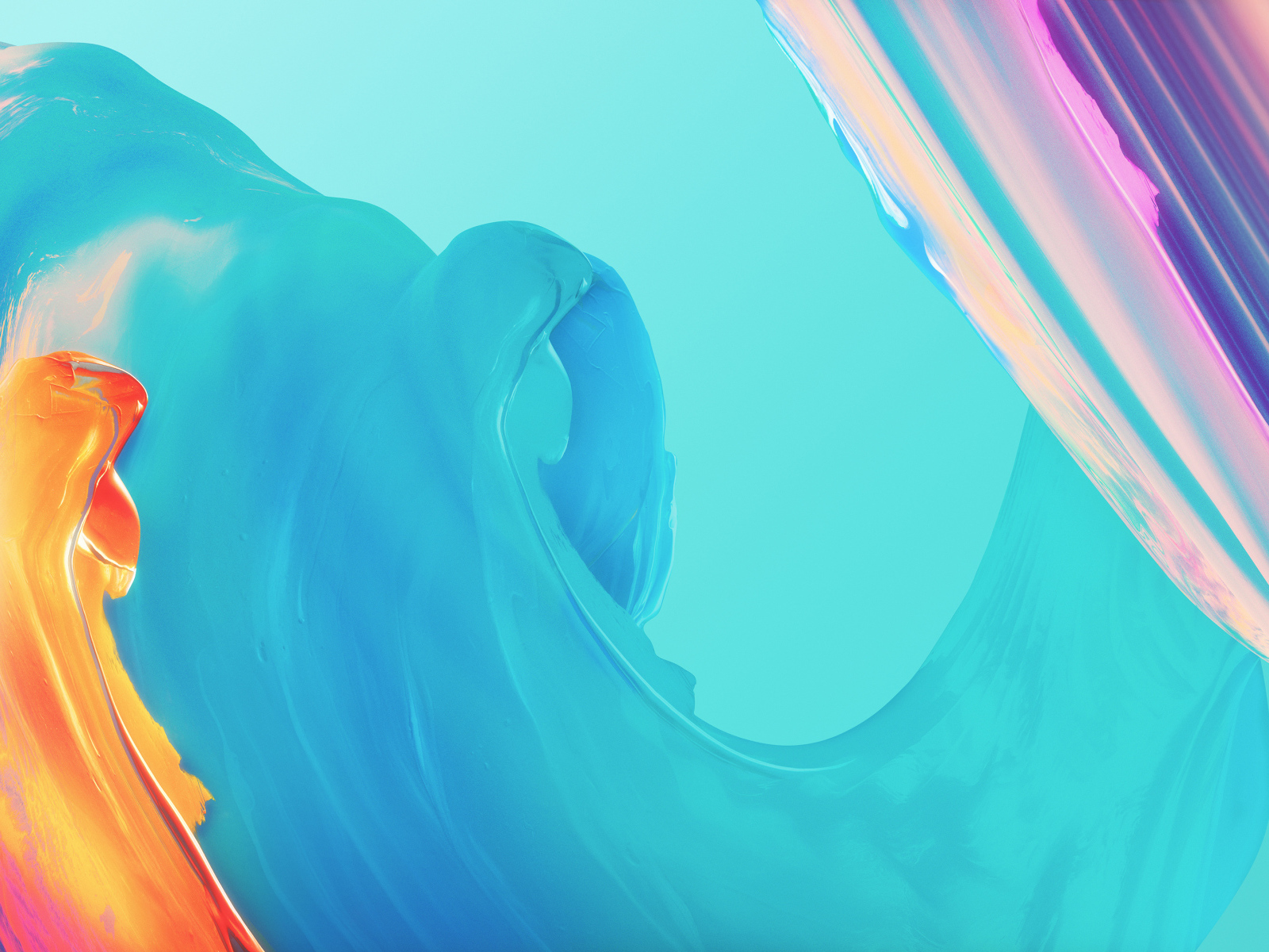 Разноцветные волны из краски на голубом фоне, абстракция